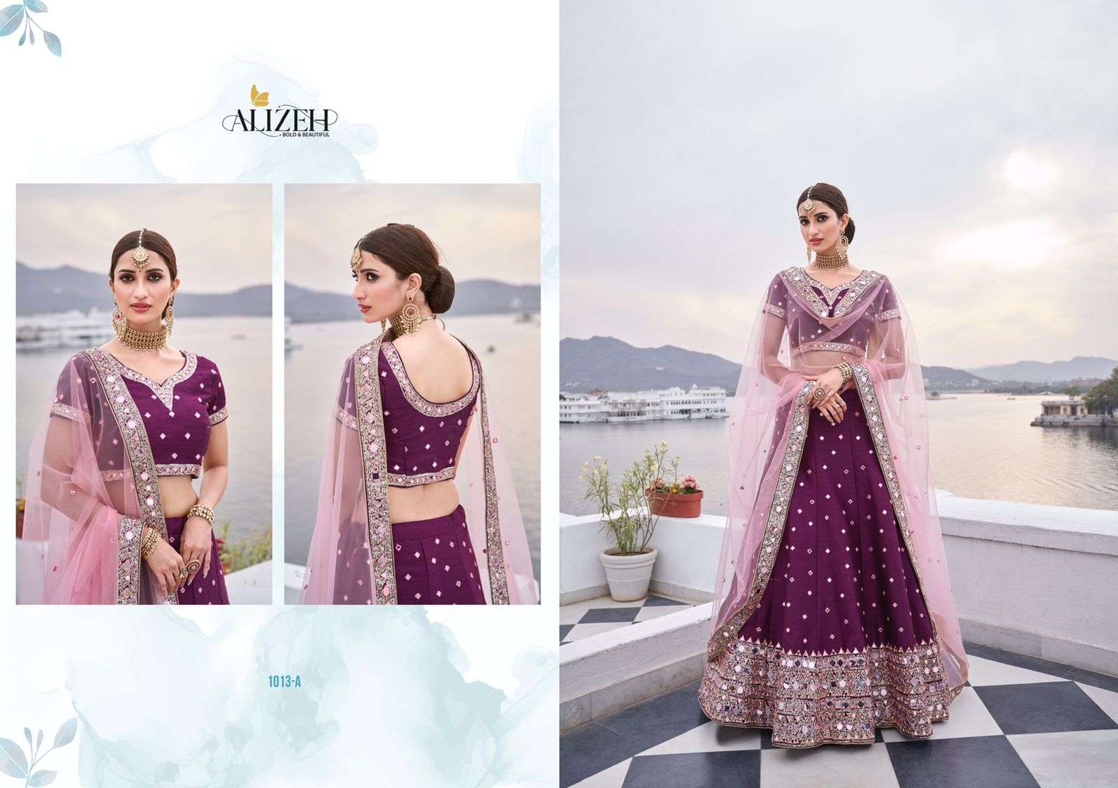 MIRROR MAZE COLOUR EDITION BY ALIZEH 1012-A TO 1013-C SERIES DESIGNER BEAUTIFUL NAVRATRI COLLECTION OCCASIONAL WEAR & PARTY WEAR HEAVY SILK LEHENGAS AT WHOLESALE PRICE