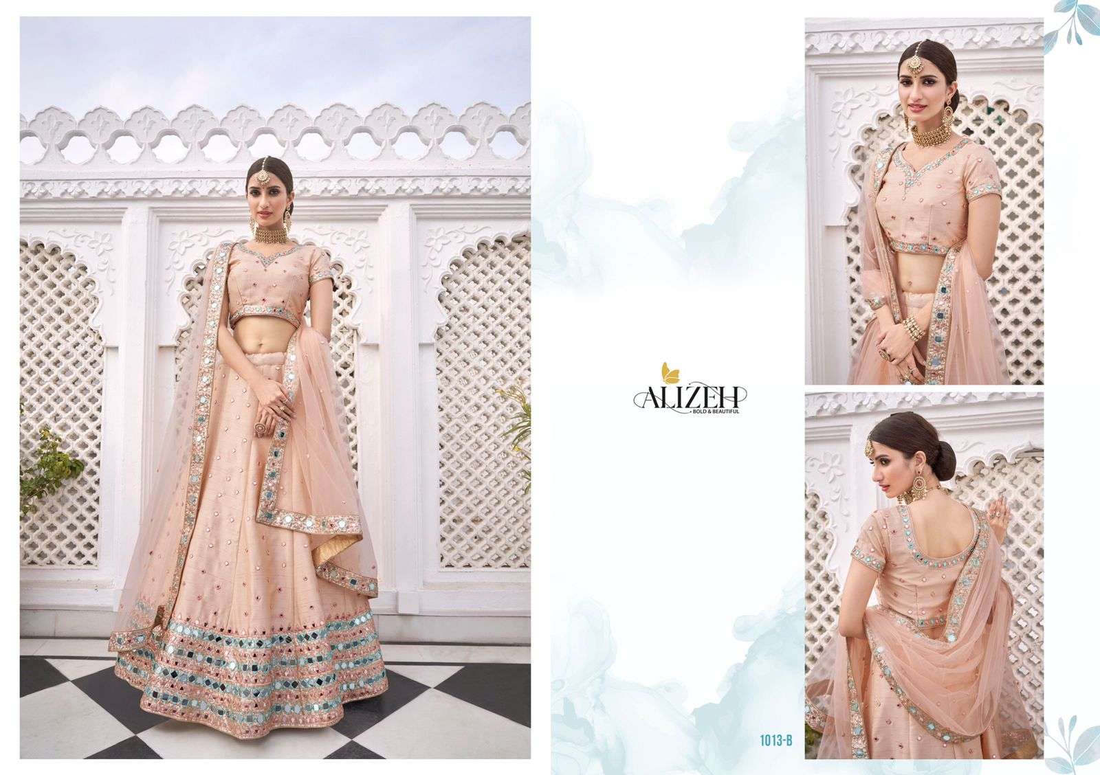 MIRROR MAZE COLOUR EDITION BY ALIZEH 1012-A TO 1013-C SERIES DESIGNER BEAUTIFUL NAVRATRI COLLECTION OCCASIONAL WEAR & PARTY WEAR HEAVY SILK LEHENGAS AT WHOLESALE PRICE