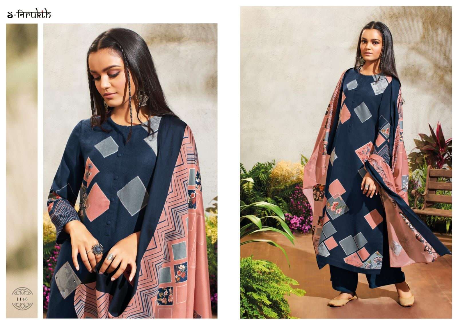 SABA BY S-NIRUKTH BEAUTIFUL SUITS COLORFUL STYLISH FANCY CASUAL WEAR & ETHNIC WEAR PASHMINA TWILL PRINT DRESSES AT WHOLESALE PRICE