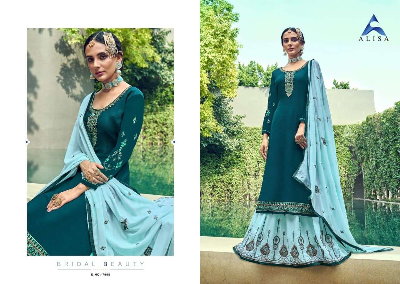 BEGUM BY ALISA 7001 TO 7006 SERIES BEAUTIFUL SUITS COLORFUL STYLISH FANCY CASUAL WEAR & ETHNIC WEAR PURE FAUX GEORGETTE DRESSES AT WHOLESALE PRICE