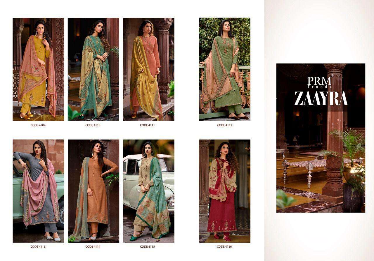 ZAAYRA BY PRM TRENDZ 4109 TO 4116 SERIES BEAUTIFUL STYLISH SHARARA SUITS FANCY COLORFUL CASUAL WEAR & ETHNIC WEAR & READY TO WEAR PURE PASHMINA DIGITAL PRINTED DRESSES AT WHOLESALE PRICE