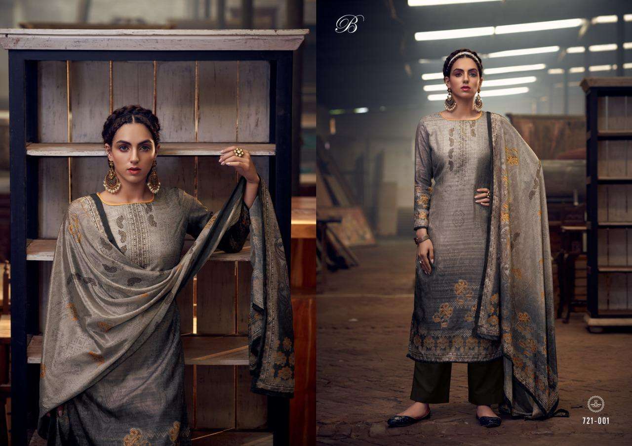 HERITAGE BY BELLIZA 721-001 TO 721-010 SERIES BEAUTIFUL STYLISH SHARARA SUITS FANCY COLORFUL CASUAL WEAR & ETHNIC WEAR & READY TO WEAR PURE HANDLOOM SILK EMBROIDERED DRESSES AT WHOLESALE PRICE