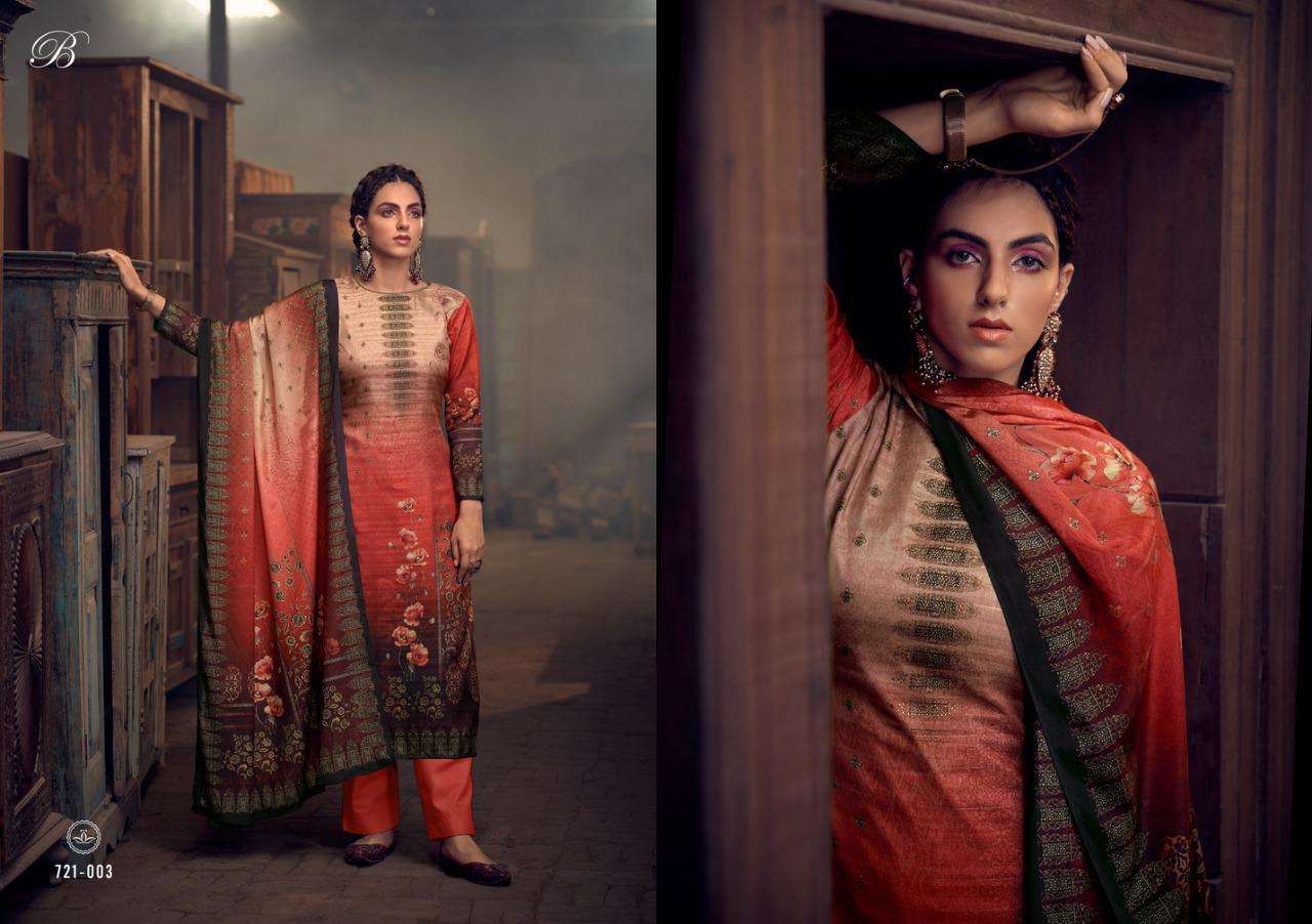 HERITAGE BY BELLIZA 721-001 TO 721-010 SERIES BEAUTIFUL STYLISH SHARARA SUITS FANCY COLORFUL CASUAL WEAR & ETHNIC WEAR & READY TO WEAR PURE HANDLOOM SILK EMBROIDERED DRESSES AT WHOLESALE PRICE
