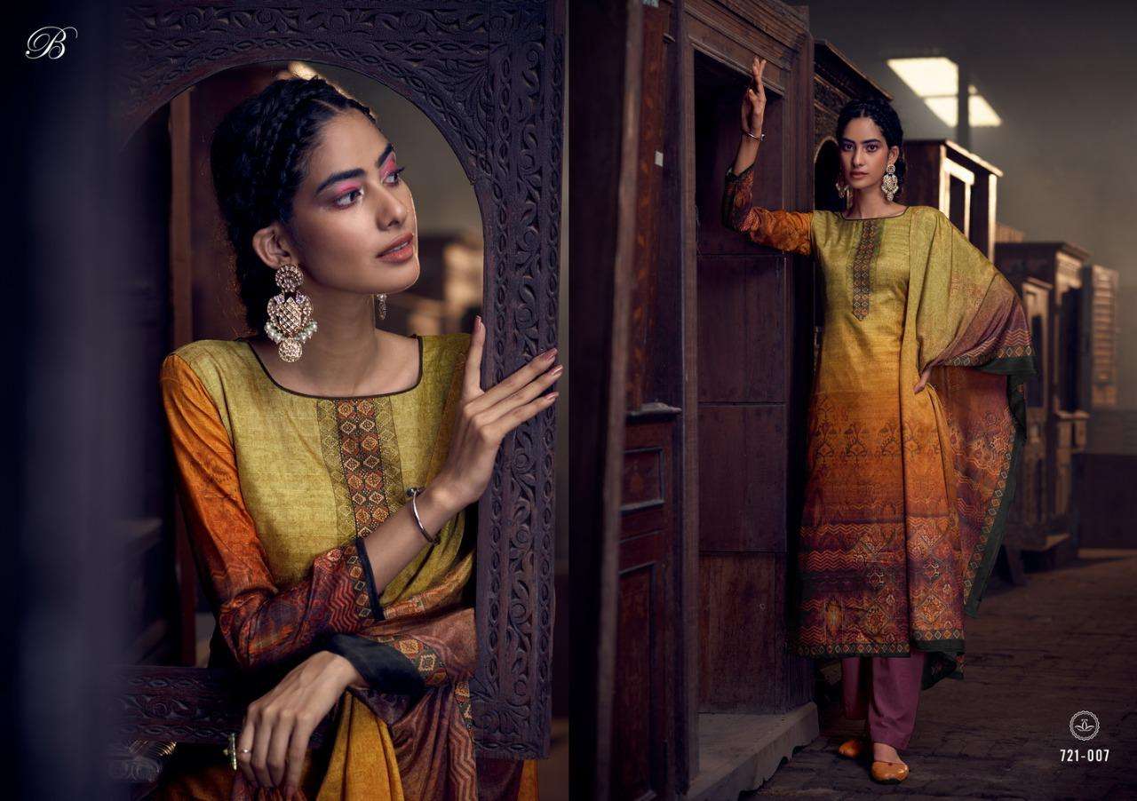 HERITAGE BY BELLIZA 721-001 TO 721-010 SERIES BEAUTIFUL STYLISH SHARARA SUITS FANCY COLORFUL CASUAL WEAR & ETHNIC WEAR & READY TO WEAR PURE HANDLOOM SILK EMBROIDERED DRESSES AT WHOLESALE PRICE