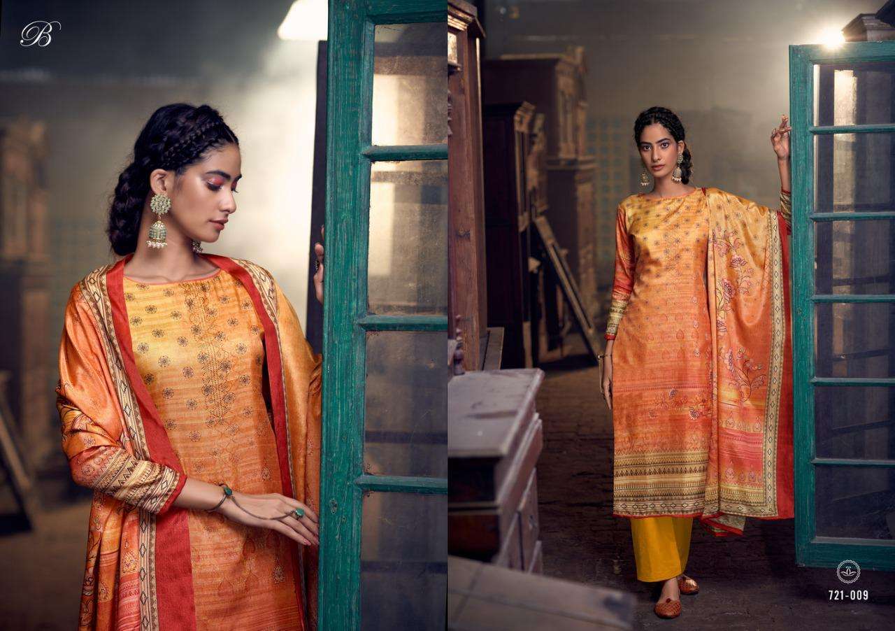 HERITAGE BY BELLIZA 721-001 TO 721-010 SERIES BEAUTIFUL STYLISH SHARARA SUITS FANCY COLORFUL CASUAL WEAR & ETHNIC WEAR & READY TO WEAR PURE HANDLOOM SILK EMBROIDERED DRESSES AT WHOLESALE PRICE