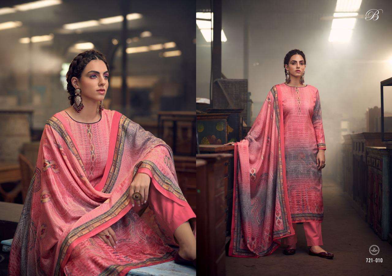 HERITAGE BY BELLIZA 721-001 TO 721-010 SERIES BEAUTIFUL STYLISH SHARARA SUITS FANCY COLORFUL CASUAL WEAR & ETHNIC WEAR & READY TO WEAR PURE HANDLOOM SILK EMBROIDERED DRESSES AT WHOLESALE PRICE