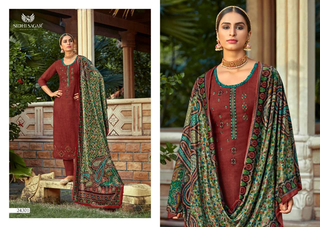 MAKHMAL KANI BY SIDDHI SAGAR 24301 TO 24306 SERIES BEAUTIFUL SUITS COLORFUL STYLISH FANCY CASUAL WEAR & ETHNIC WEAR PURE PASHMINA PRINT WITH EMBROIDERED DRESSES AT WHOLESALE PRICE