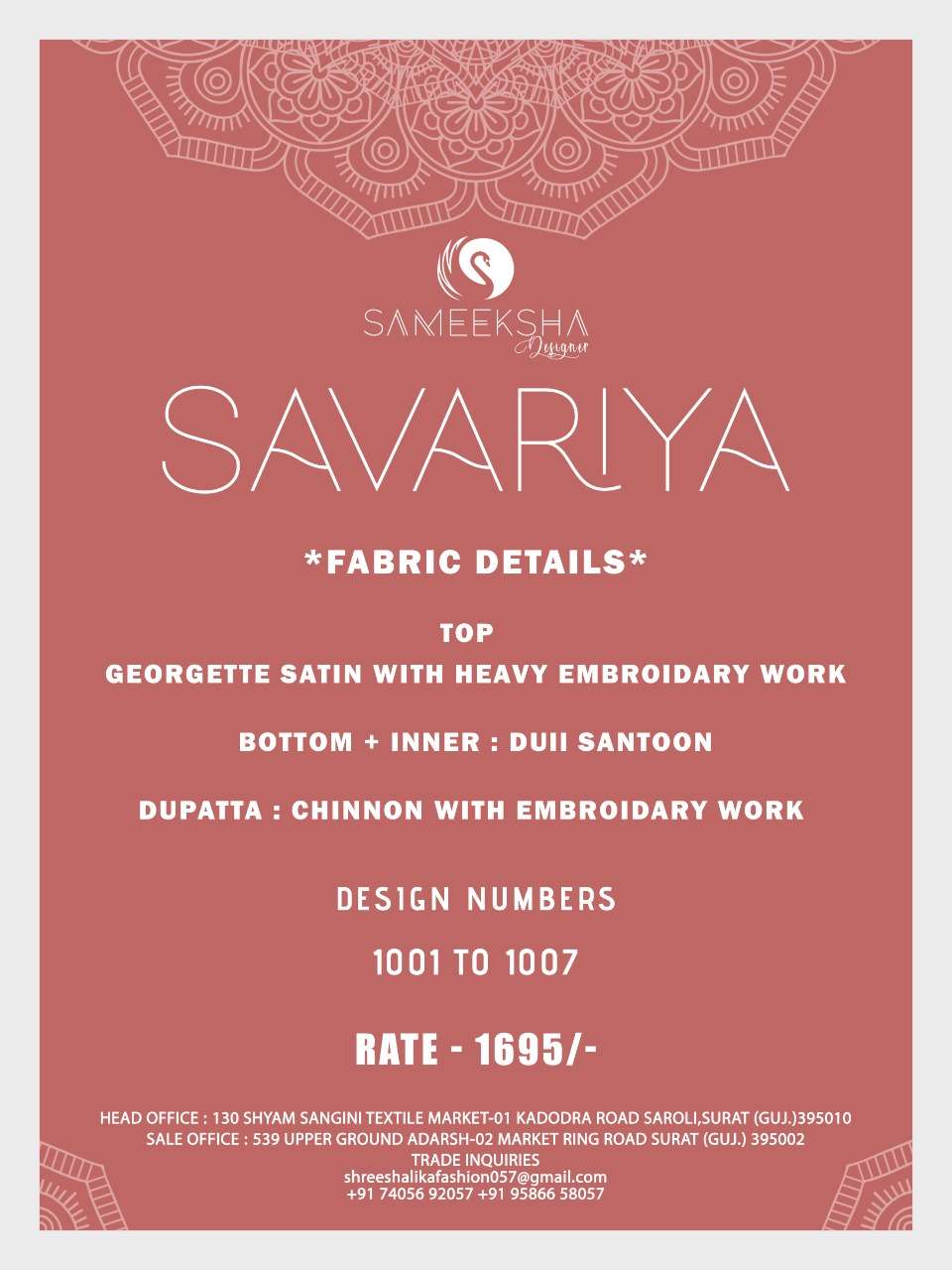 SAVARIYA BY SAMMEKSHA DESIGNER 1001 TO 1007 SERIES BEAUTIFUL STYLISH SHARARA SUITS FANCY COLORFUL CASUAL WEAR & ETHNIC WEAR & READY TO WEAR GEORGETTE SATIN DRESSES AT WHOLESALE PRICE