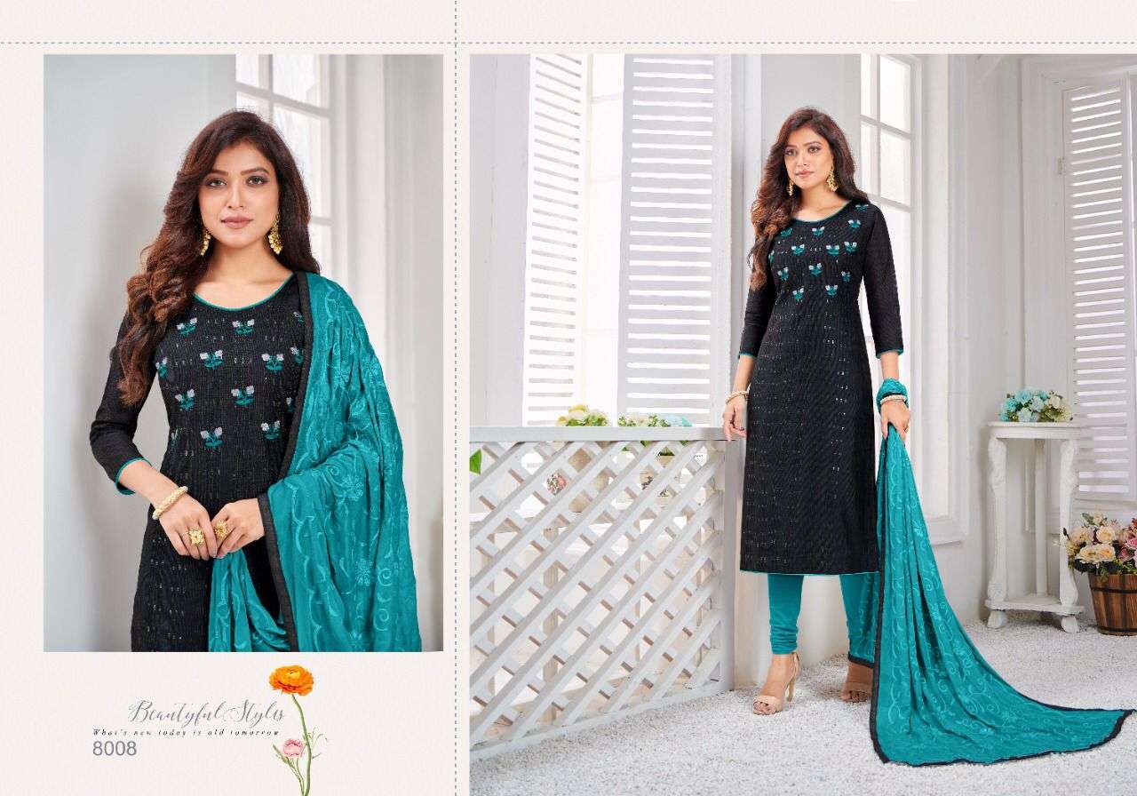 NASREEN BY KASMEERA 8001 TO 8012 SERIES BEAUTIFUL STYLISH SHARARA SUITS FANCY COLORFUL CASUAL WEAR & ETHNIC WEAR & READY TO WEAR JHARNA SILK DRESSES AT WHOLESALE PRICE