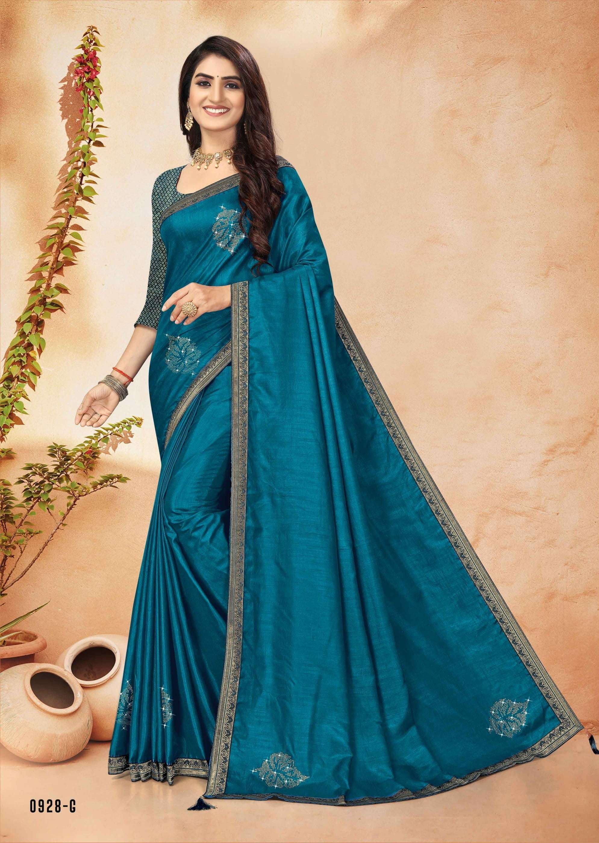 KHEER MOHAN BY INDIAN WOMEN 0928-A TO 0928-H SERIES INDIAN TRADITIONAL WEAR COLLECTION BEAUTIFUL STYLISH FANCY COLORFUL PARTY WEAR & OCCASIONAL WEAR VICHITRA SILK SAREES AT WHOLESALE PRICE