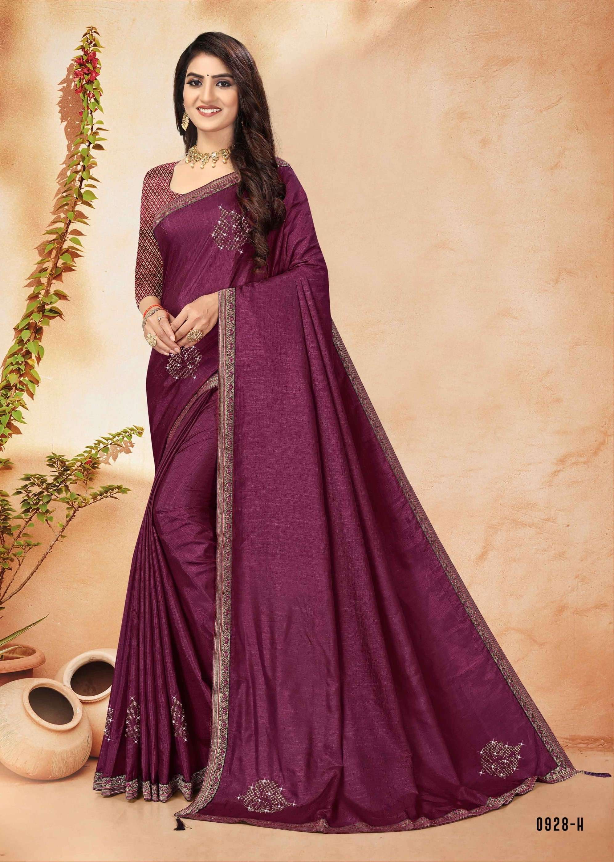 KHEER MOHAN BY INDIAN WOMEN 0928-A TO 0928-H SERIES INDIAN TRADITIONAL WEAR COLLECTION BEAUTIFUL STYLISH FANCY COLORFUL PARTY WEAR & OCCASIONAL WEAR VICHITRA SILK SAREES AT WHOLESALE PRICE