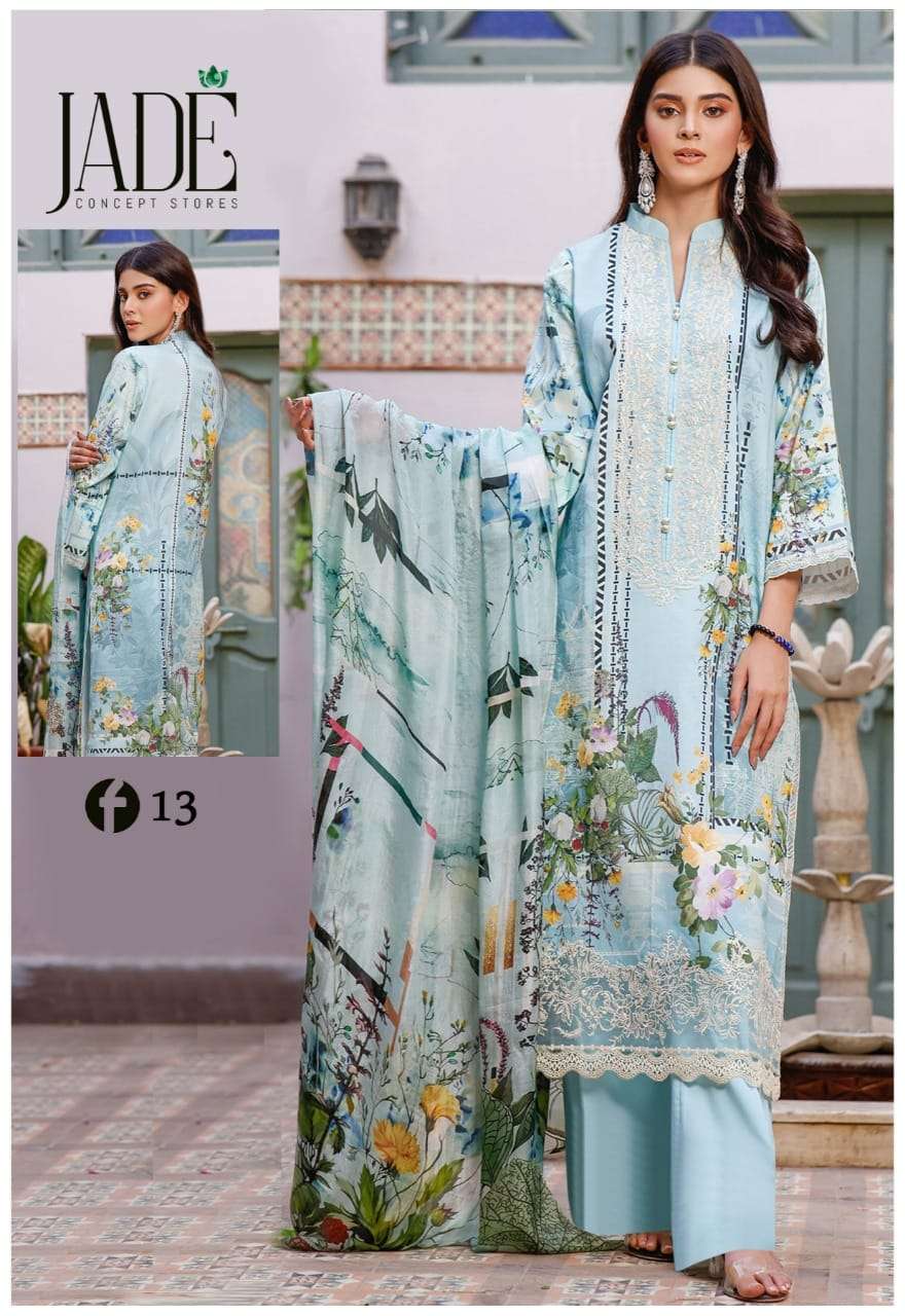 FIRDOUS URBANE VOL-2 BY JADE 11 TO 18 SERIES BEAUTIFUL SUITS COLORFUL STYLISH FANCY CASUAL WEAR & ETHNIC WEAR PURE LAWN DRESSES AT WHOLESALE PRICE