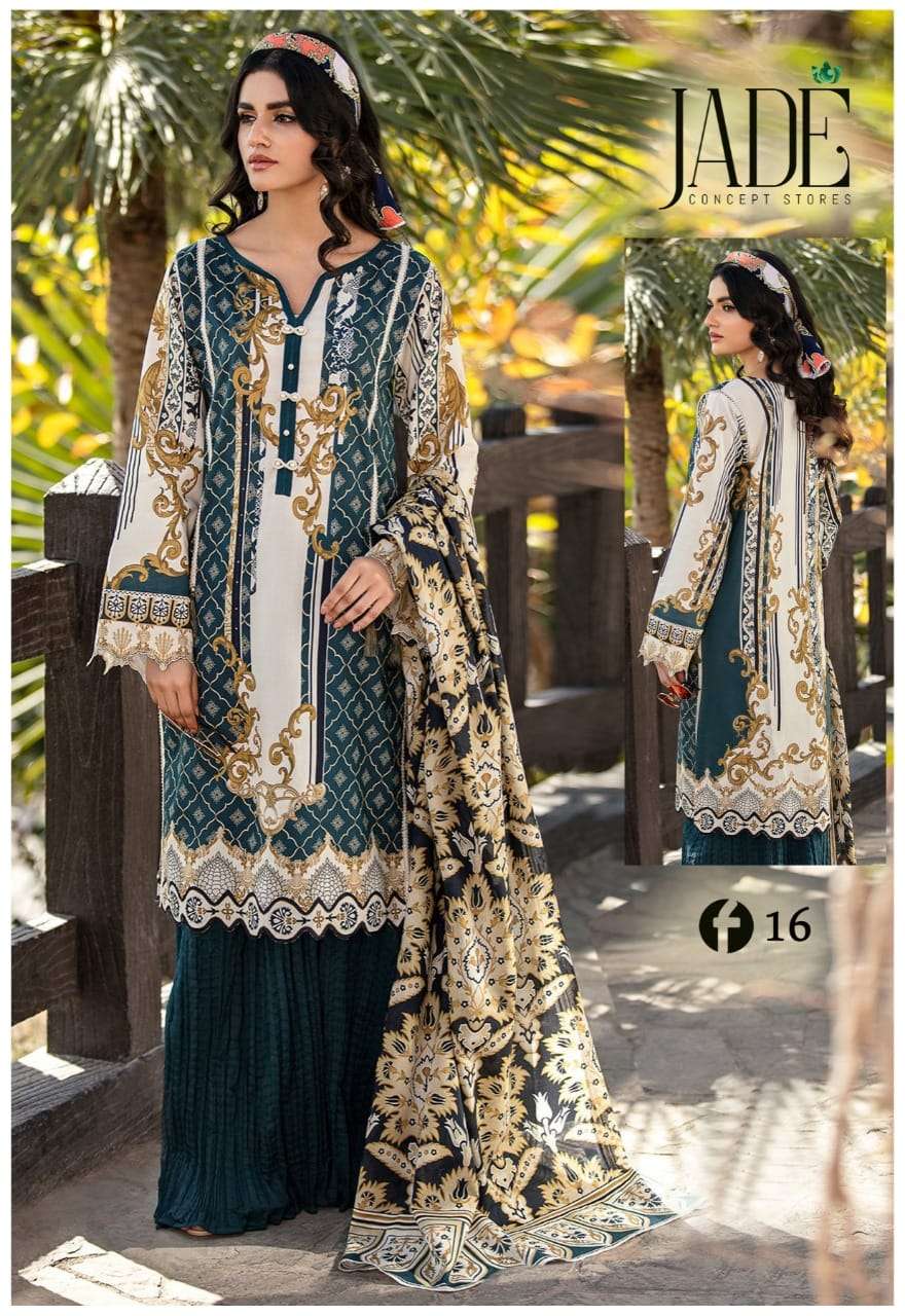 FIRDOUS URBANE VOL-2 BY JADE 11 TO 18 SERIES BEAUTIFUL SUITS COLORFUL STYLISH FANCY CASUAL WEAR & ETHNIC WEAR PURE LAWN DRESSES AT WHOLESALE PRICE