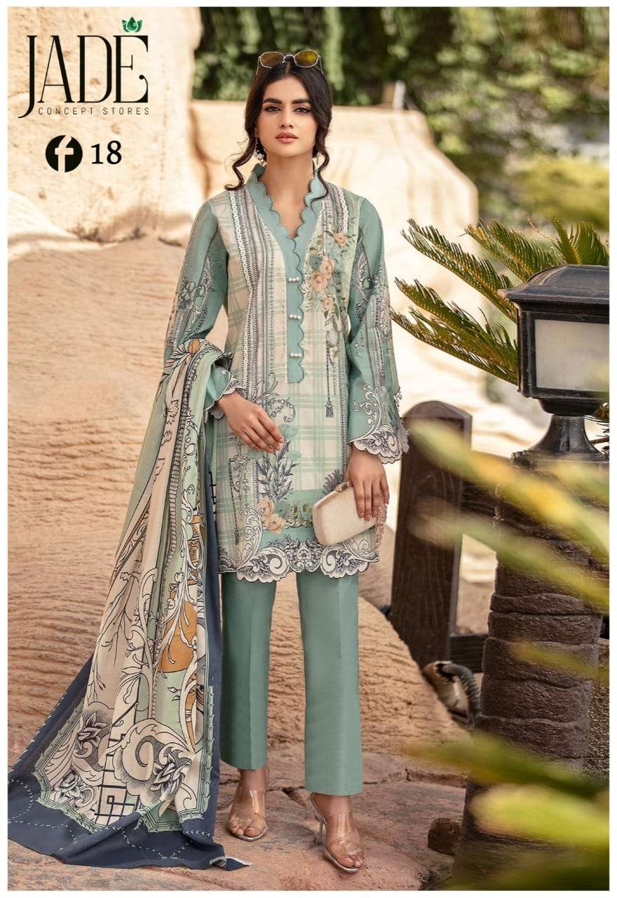 FIRDOUS URBANE VOL-2 BY JADE 11 TO 18 SERIES BEAUTIFUL SUITS COLORFUL STYLISH FANCY CASUAL WEAR & ETHNIC WEAR PURE LAWN DRESSES AT WHOLESALE PRICE