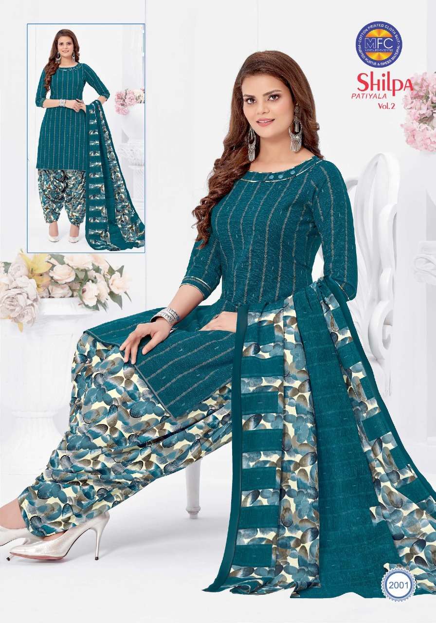 SHILPA PATIYALA VOL-2 BY MFC 2001 TO 2012 SERIES BEAUTIFUL SUITS COLORFUL STYLISH FANCY CASUAL WEAR & ETHNIC WEAR PURE COTTON DRESSES AT WHOLESALE PRICE