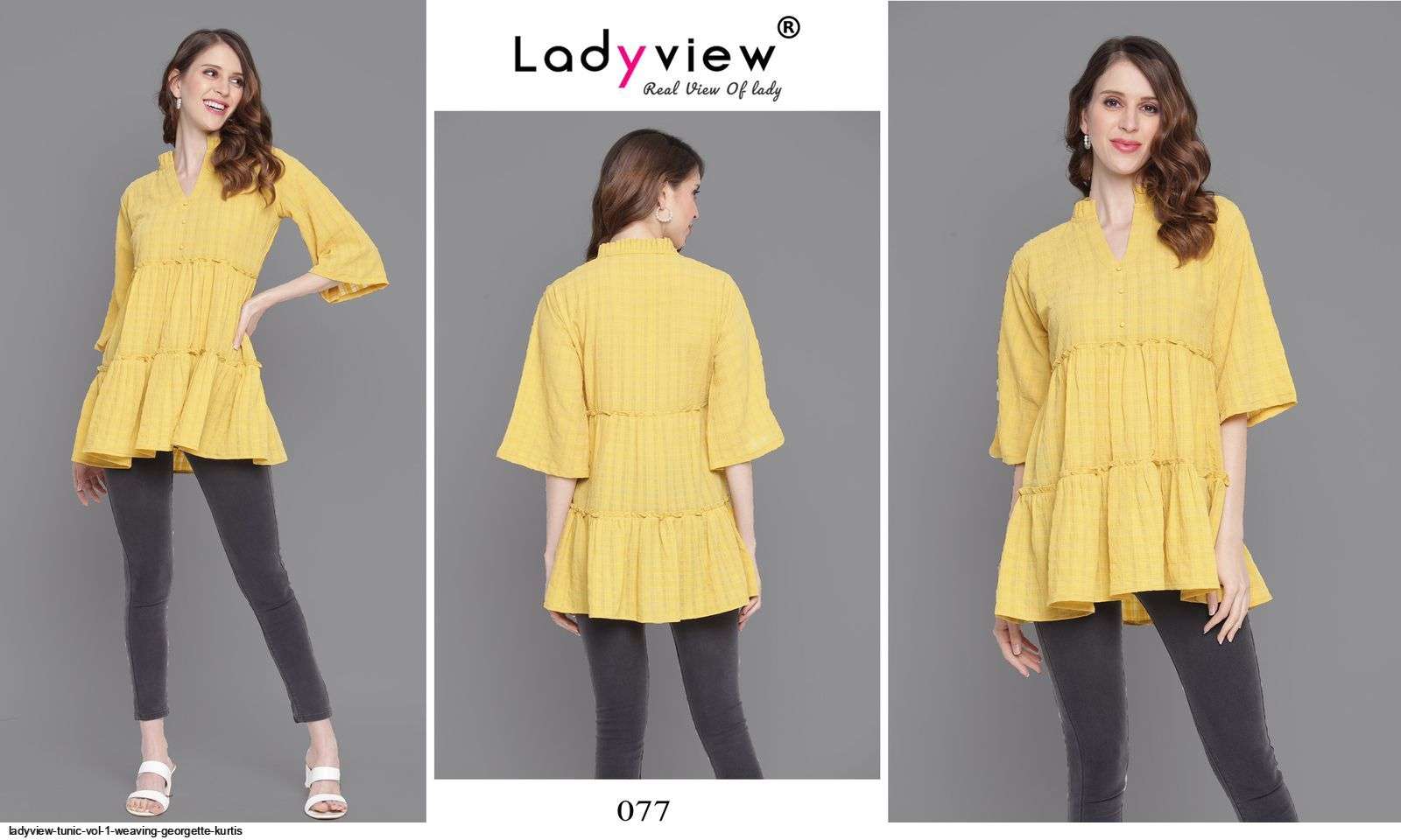 TUNIC VOL-1 BY LADY VIEW BEAUTIFUL STYLISH FANCY COLORFUL CASUAL WEAR & ETHNIC WEAR & READY TO WEAR PREMIUM GEORGETTE TOPS AT WHOLESALE PRICE