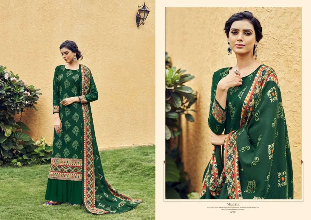 SAHYNA BY VRIDHEE FASHION 5801 TO 5808 SERIES INDIAN TRADITIONAL WEAR COLLECTION BEAUTIFUL STYLISH FANCY COLORFUL PARTY WEAR & OCCASIONAL WEAR PURE PASHMINA PRINT WITH WORK DRESSES AT WHOLESALE PRICE