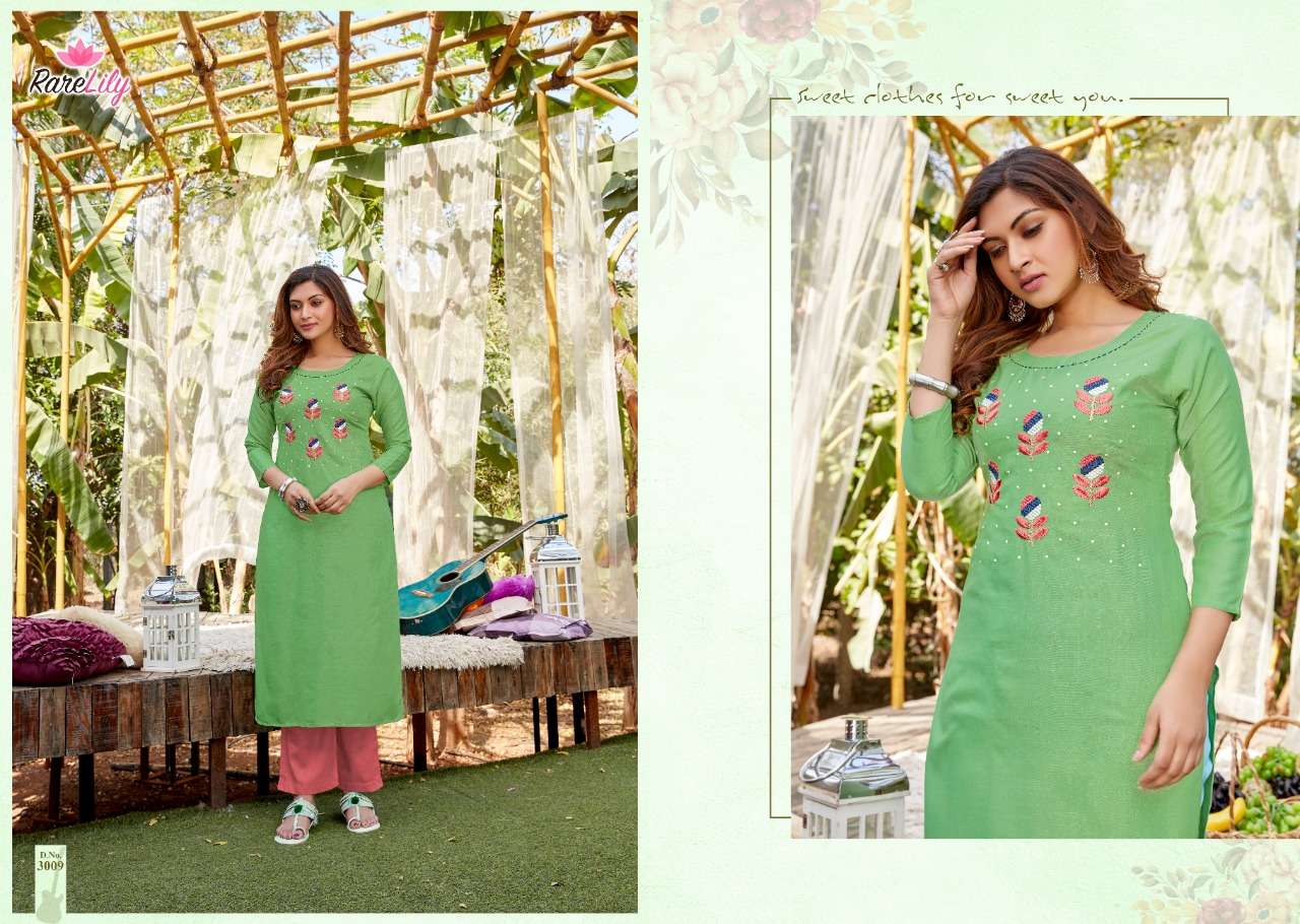 OVI BY RARE LILY 3001 TO 3009 SERIES DESIGNER STYLISH FANCY COLORFUL BEAUTIFUL PARTY WEAR & ETHNIC WEAR COLLECTION HEAVY RAYON WITH WORK KURTIS AT WHOLESALE PRICE