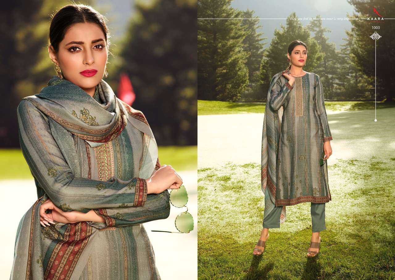 GULKAND BY KAARA SUITS 1001 TO 1008 SERIES BEAUTIFUL SUITS COLORFUL STYLISH FANCY CASUAL WEAR & ETHNIC WEAR PASHMINA PRINT DRESSES AT WHOLESALE PRICE