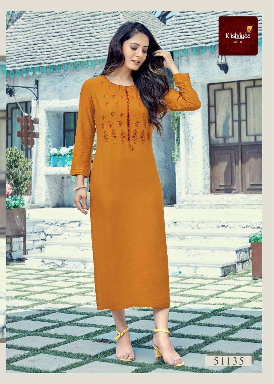 BLUSH BY KRISHRIYAA 51133 TO 51140 SERIES DESIGNER STYLISH FANCY COLORFUL BEAUTIFUL PARTY WEAR & ETHNIC WEAR COLLECTION VISCOSE RAYON KURTIS AT WHOLESALE PRICE
