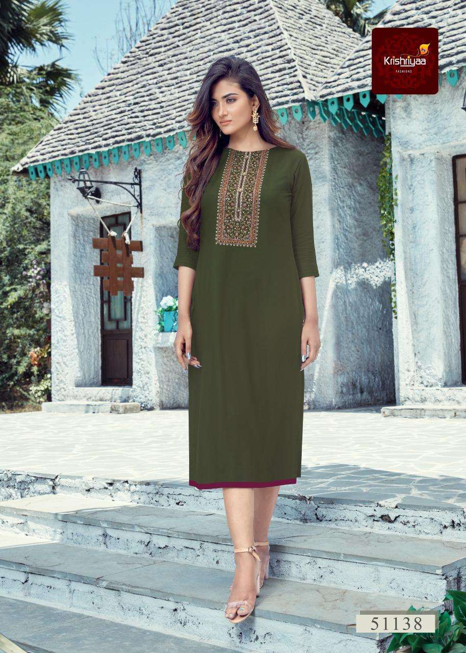 BLUSH BY KRISHRIYAA 51133 TO 51140 SERIES DESIGNER STYLISH FANCY COLORFUL BEAUTIFUL PARTY WEAR & ETHNIC WEAR COLLECTION VISCOSE RAYON KURTIS AT WHOLESALE PRICE
