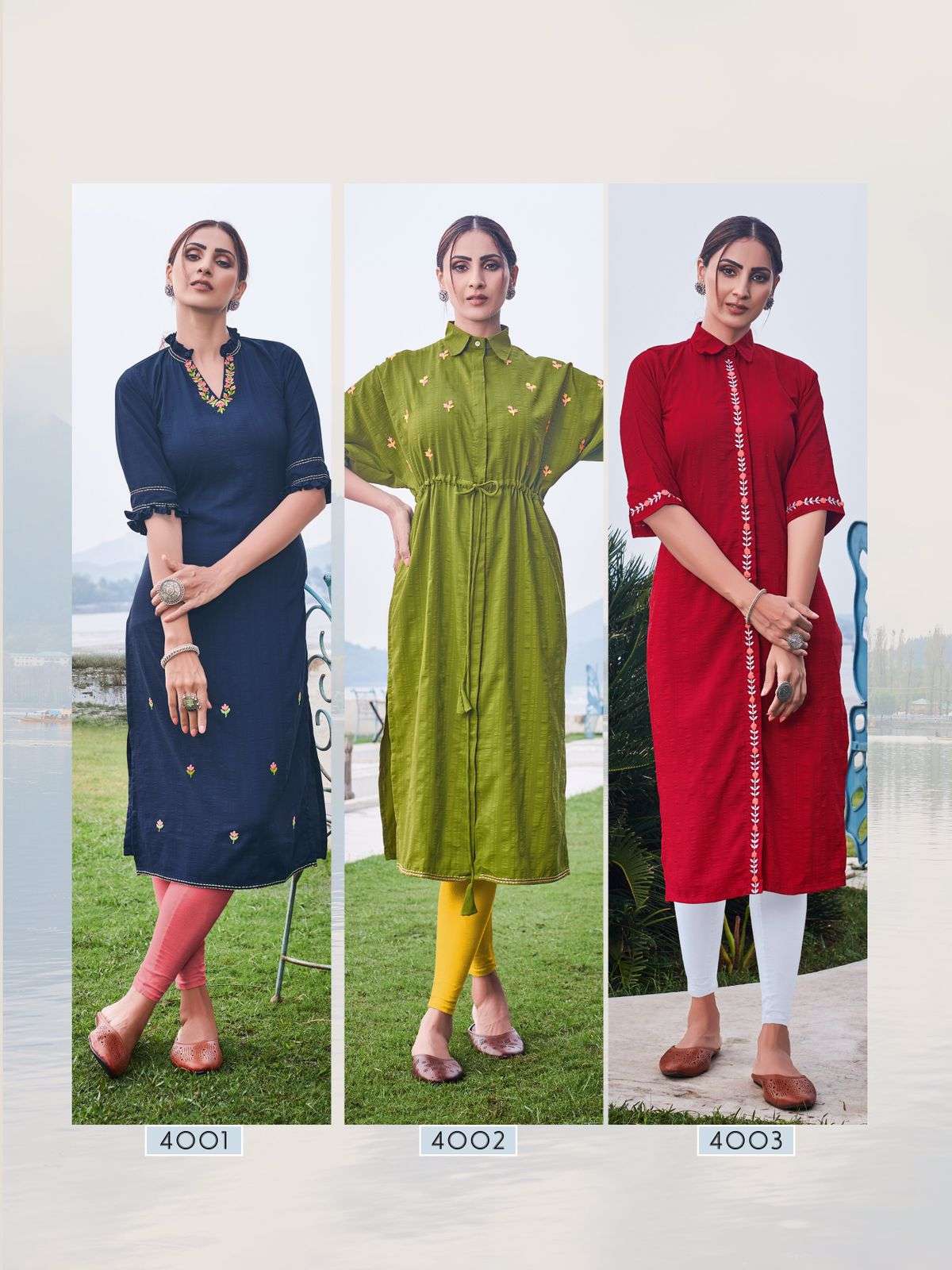 DAISY BY KURTI TIMES 4001 TO 4004 SERIES DESIGNER STYLISH FANCY COLORFUL BEAUTIFUL PARTY WEAR & ETHNIC WEAR COLLECTION PURE VISCOSE EMBROIDERY KURTIS AT WHOLESALE PRICE