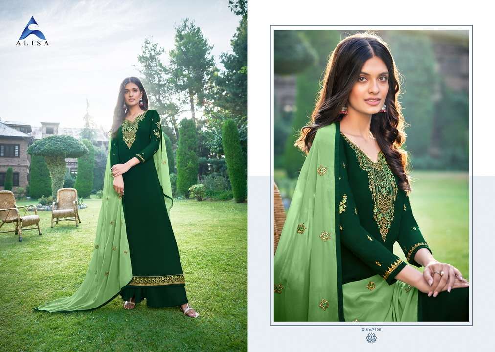 SARINA VOL-2 BY ALISA 7101 TO 7106 SERIES BEAUTIFUL SUITS COLORFUL STYLISH FANCY CASUAL WEAR & ETHNIC WEAR FAUX GEORGETTE DRESSES AT WHOLESALE PRICE