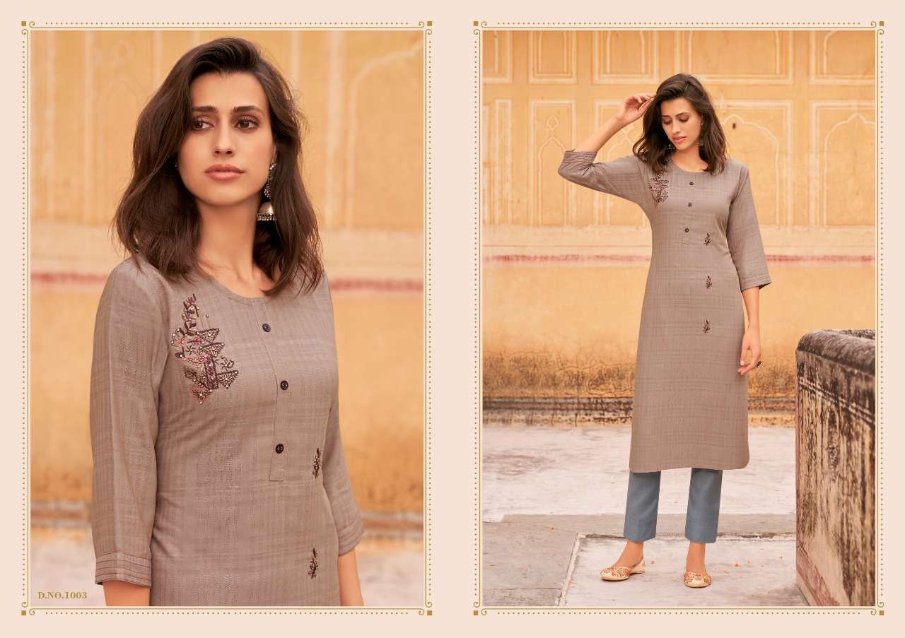 BAANI BY KIVI 1001 TO 1006 SERIES DESIGNER STYLISH FANCY COLORFUL BEAUTIFUL PARTY WEAR & ETHNIC WEAR COLLECTION FANCY EMBROIDERY KURTIS AT WHOLESALE PRICE