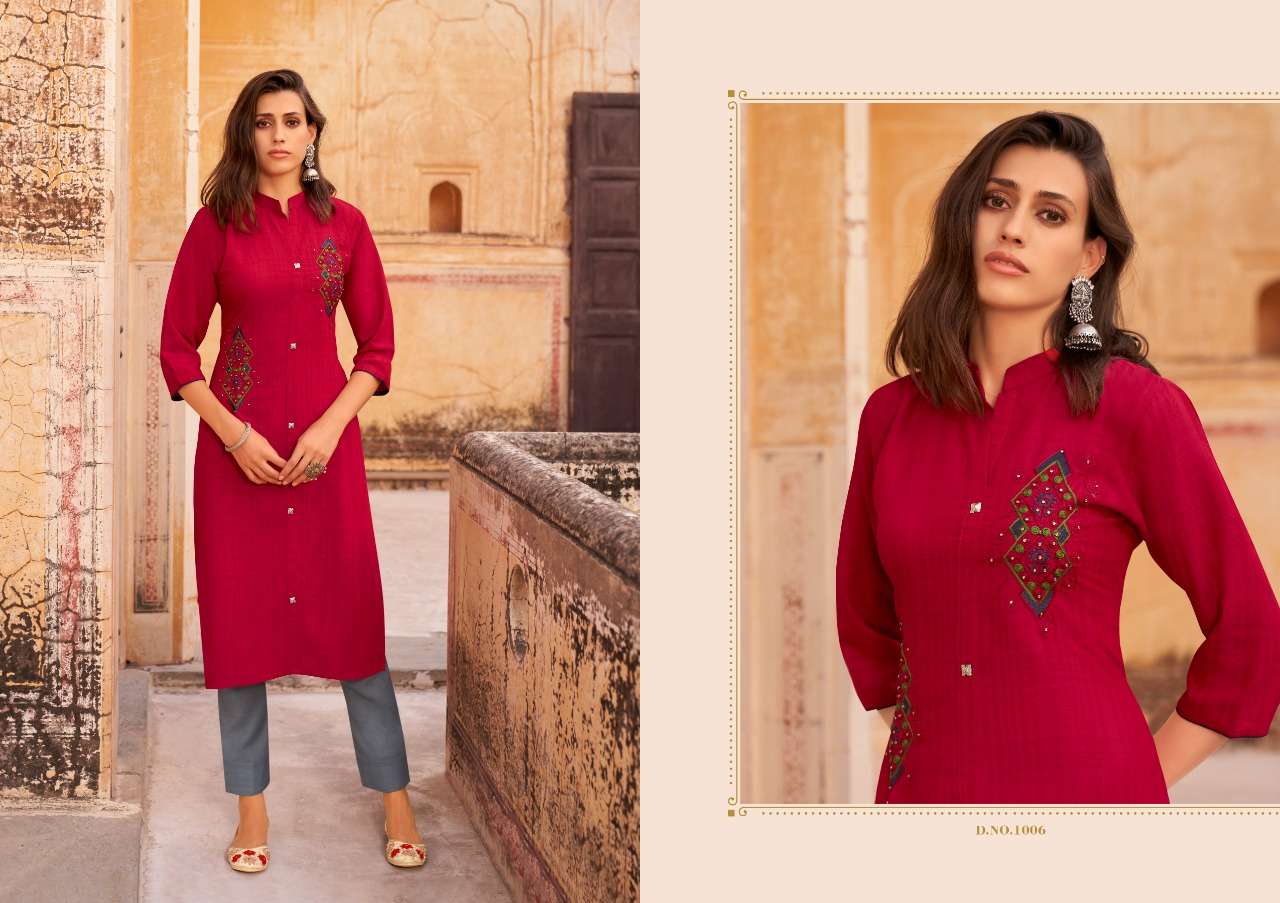 BAANI BY KIVI 1001 TO 1006 SERIES DESIGNER STYLISH FANCY COLORFUL BEAUTIFUL PARTY WEAR & ETHNIC WEAR COLLECTION FANCY EMBROIDERY KURTIS AT WHOLESALE PRICE