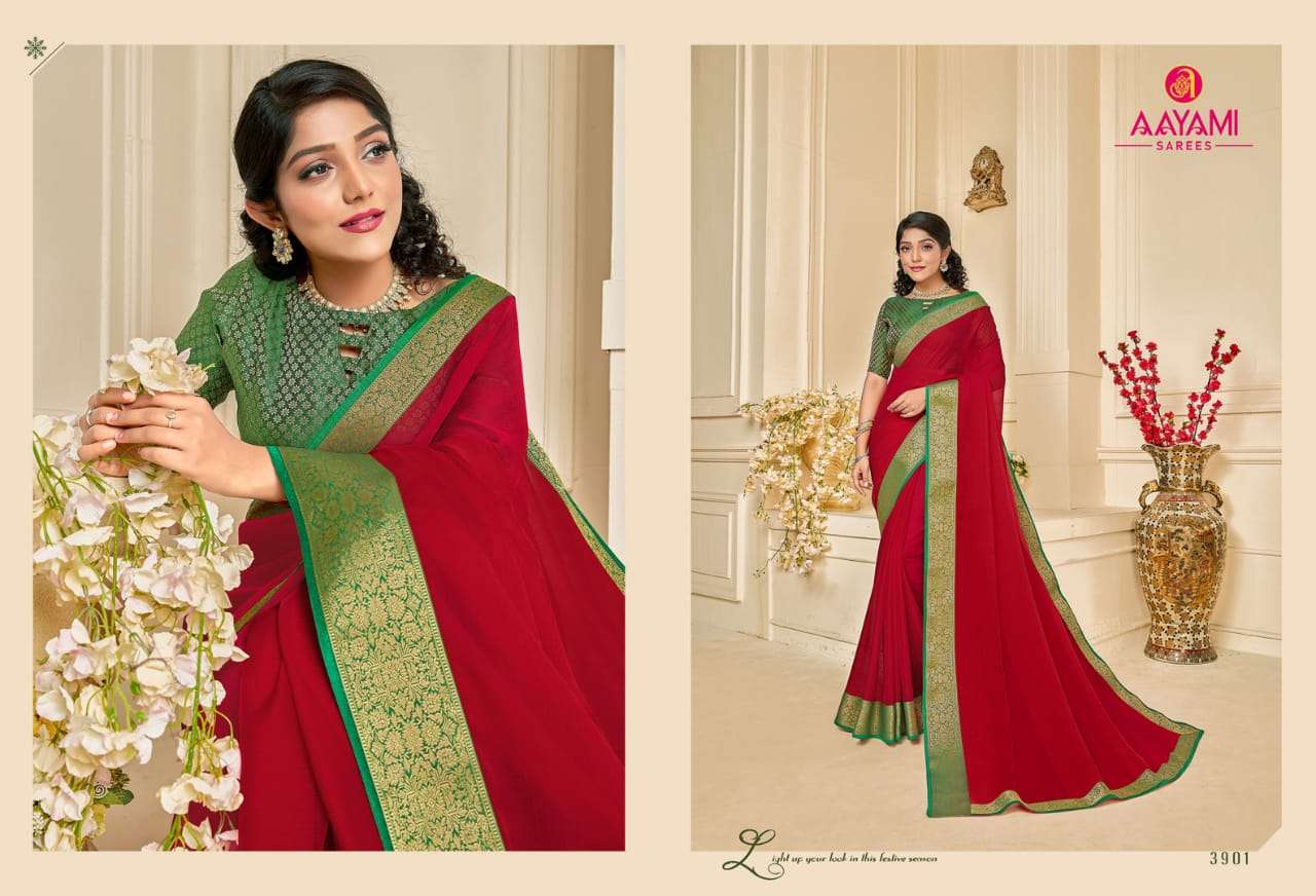 SARAS VOL-4 BY AAYAMI 3901 TO 3912 SERIES INDIAN TRADITIONAL WEAR COLLECTION BEAUTIFUL STYLISH FANCY COLORFUL PARTY WEAR & OCCASIONAL WEAR SATIN GEORGETTE SAREES AT WHOLESALE PRICE