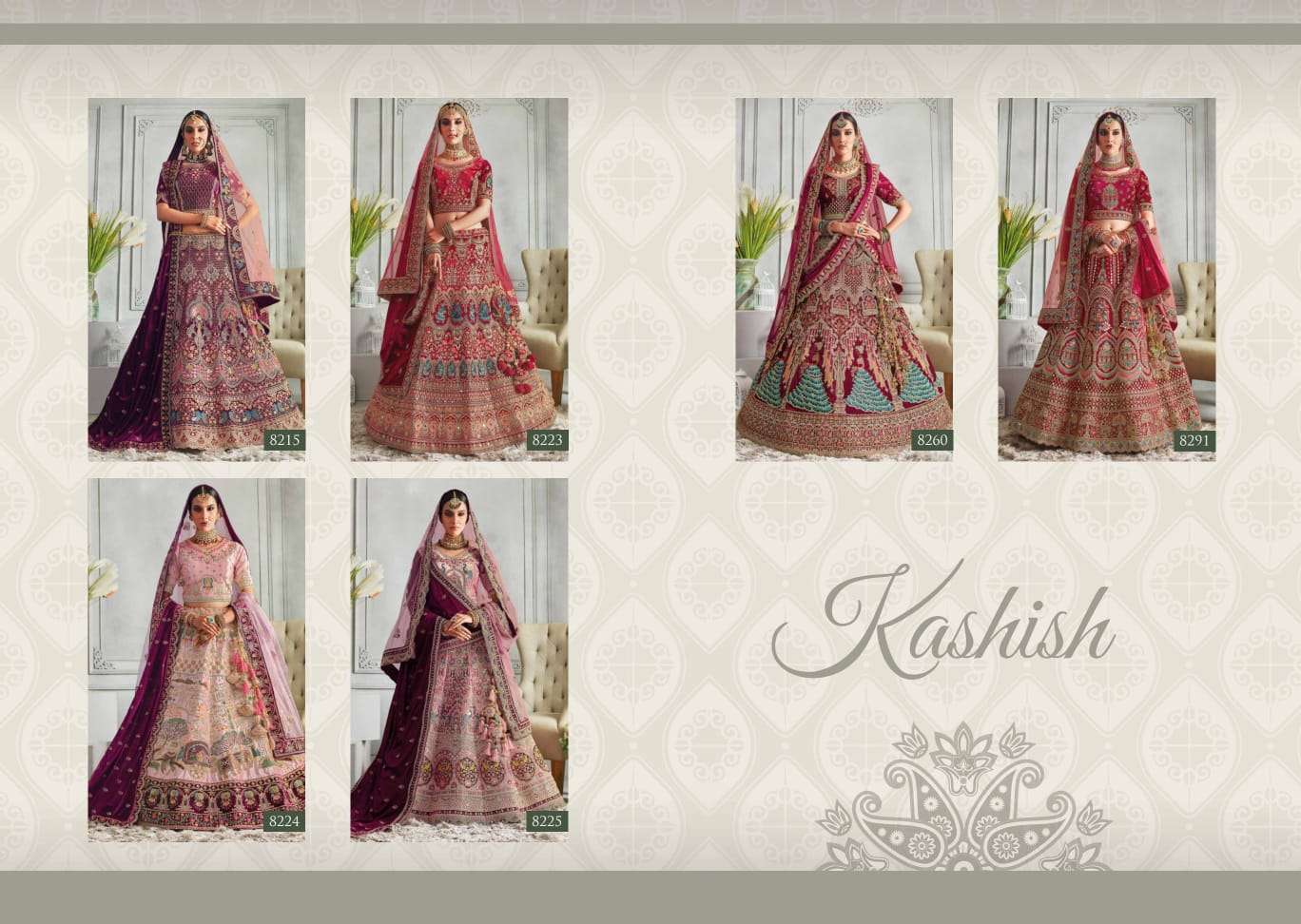 KASHISH BRIDAL BY FASHID WHOLESALE INDIAN TRADITIONAL BEAUTIFUL STYLISH DESIGNER BANARASI SILK JACQUARD EMBROIDERED PARTY WEAR SILK/VELVET LEHENGAS AT WHOLESALE PRICE