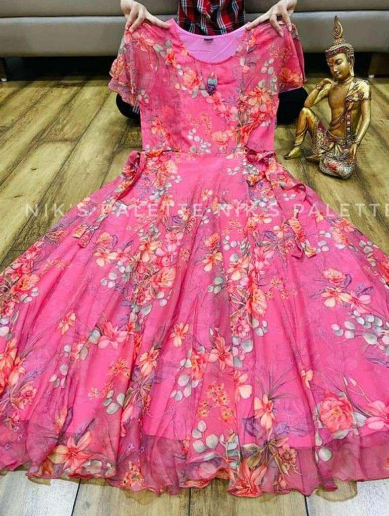 Multicolor Cotton Digital Print Dress | Printed gowns, Print dress, Cotton  gowns