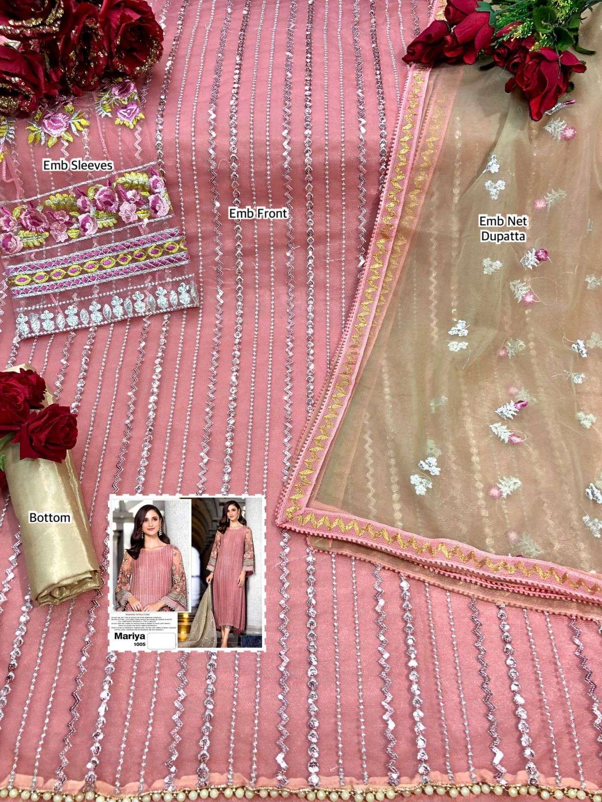 MARIYA HIT DESIGN 1005 BY FASHID WHOLESALE BEAUTIFUL PAKISTANI SUITS COLORFUL STYLISH FANCY CASUAL WEAR & ETHNIC WEAR HEAVY BUTTERFLY NET WITH EMBROIDERY DRESSES AT WHOLESALE PRICE