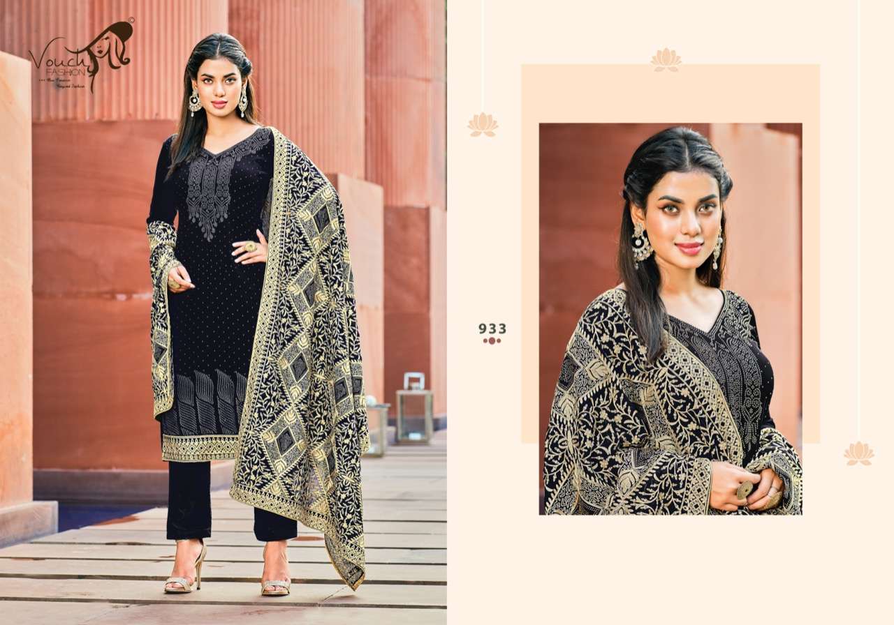 NAARI VOL-4 BY VOUCHE 931 TO 935 SERIES DESIGNER SUITS COLLECTION BEAUTIFUL STYLISH COLORFUL FANCY PARTY WEAR & OCCASIONAL WEAR GEORGETTE DRESSES AT WHOLESALE PRICE