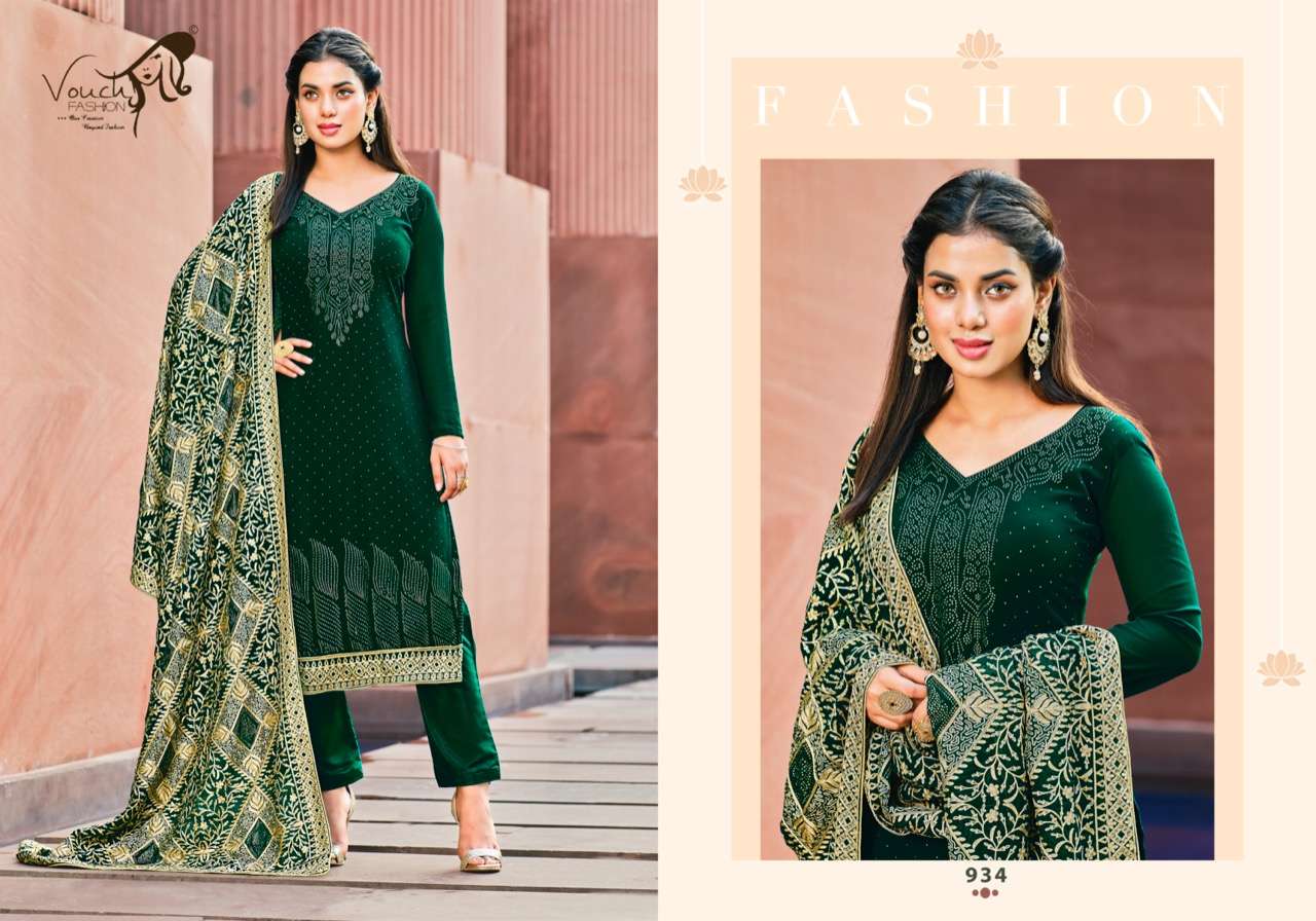 NAARI VOL-4 BY VOUCHE 931 TO 935 SERIES DESIGNER SUITS COLLECTION BEAUTIFUL STYLISH COLORFUL FANCY PARTY WEAR & OCCASIONAL WEAR GEORGETTE DRESSES AT WHOLESALE PRICE