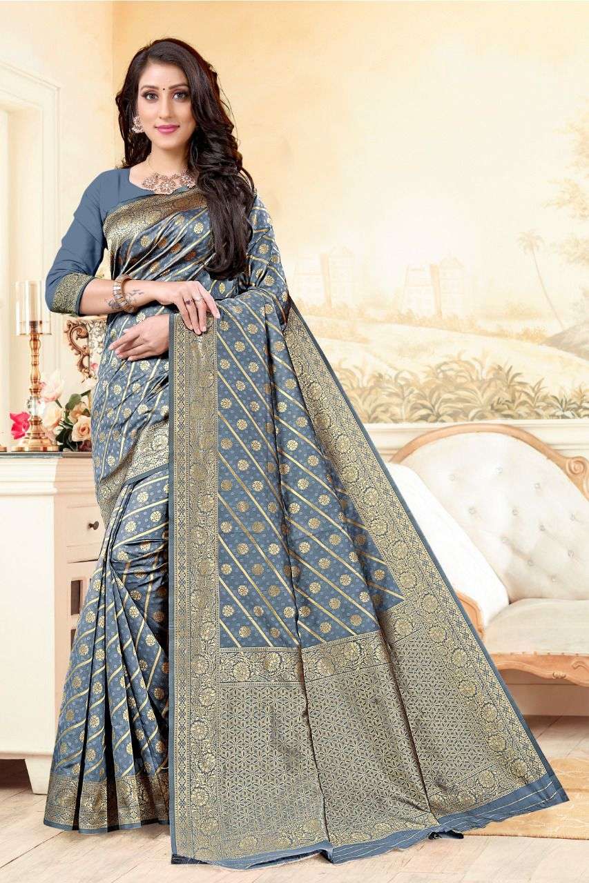 PAVITRA VOL-4 BY VAIRAGEE 401 TO 406 SERIES INDIAN TRADITIONAL WEAR COLLECTION BEAUTIFUL STYLISH FANCY COLORFUL PARTY WEAR & OCCASIONAL WEAR BANARASI SILK PRINT SAREES AT WHOLESALE PRICE