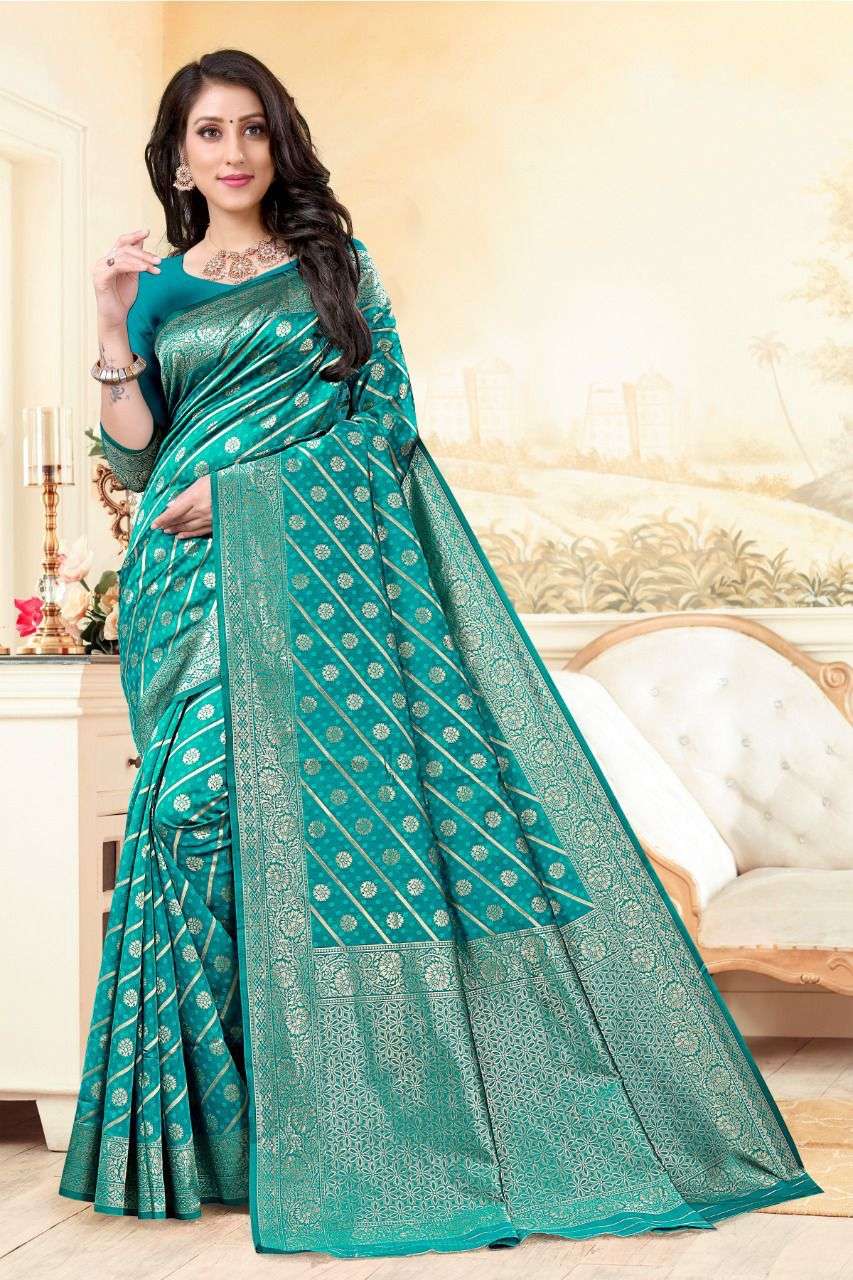 PAVITRA VOL-4 BY VAIRAGEE 401 TO 406 SERIES INDIAN TRADITIONAL WEAR COLLECTION BEAUTIFUL STYLISH FANCY COLORFUL PARTY WEAR & OCCASIONAL WEAR BANARASI SILK PRINT SAREES AT WHOLESALE PRICE