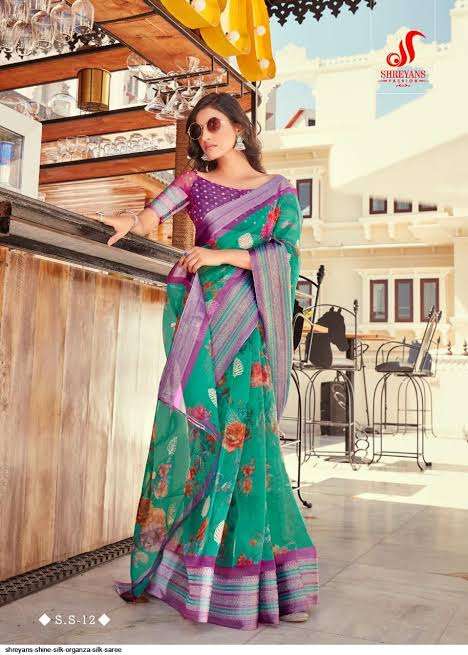 SHINE SILK BY SHREYANS 03 TO 12 SERIES INDIAN TRADITIONAL WEAR COLLECTION BEAUTIFUL STYLISH FANCY COLORFUL PARTY WEAR & OCCASIONAL WEAR ORGANZA SAREES AT WHOLESALE PRICE