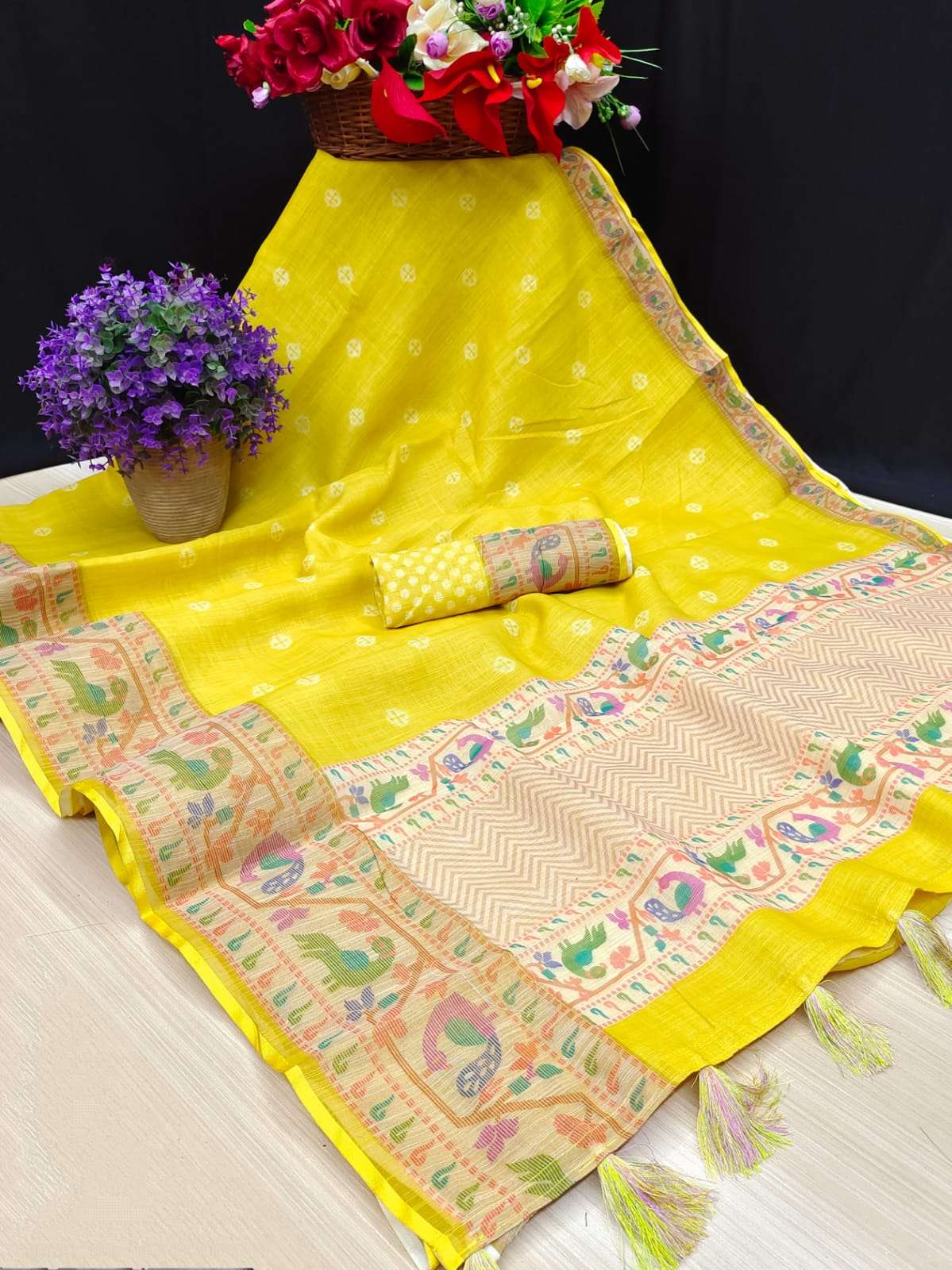 PREMIUM QUALITY VOL-3 BY MYRA 301 TO 312 SERIES INDIAN TRADITIONAL WEAR COLLECTION BEAUTIFUL STYLISH FANCY COLORFUL PARTY WEAR & OCCASIONAL WEAR LINEN SAREES AT WHOLESALE PRICE