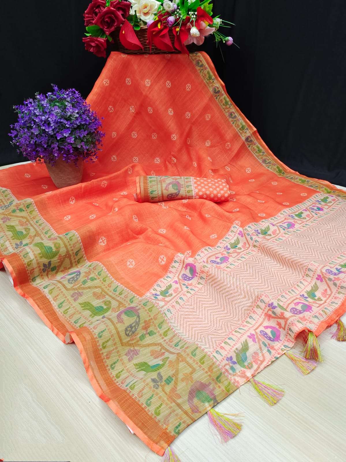 PREMIUM QUALITY VOL-3 BY MYRA 301 TO 312 SERIES INDIAN TRADITIONAL WEAR COLLECTION BEAUTIFUL STYLISH FANCY COLORFUL PARTY WEAR & OCCASIONAL WEAR LINEN SAREES AT WHOLESALE PRICE