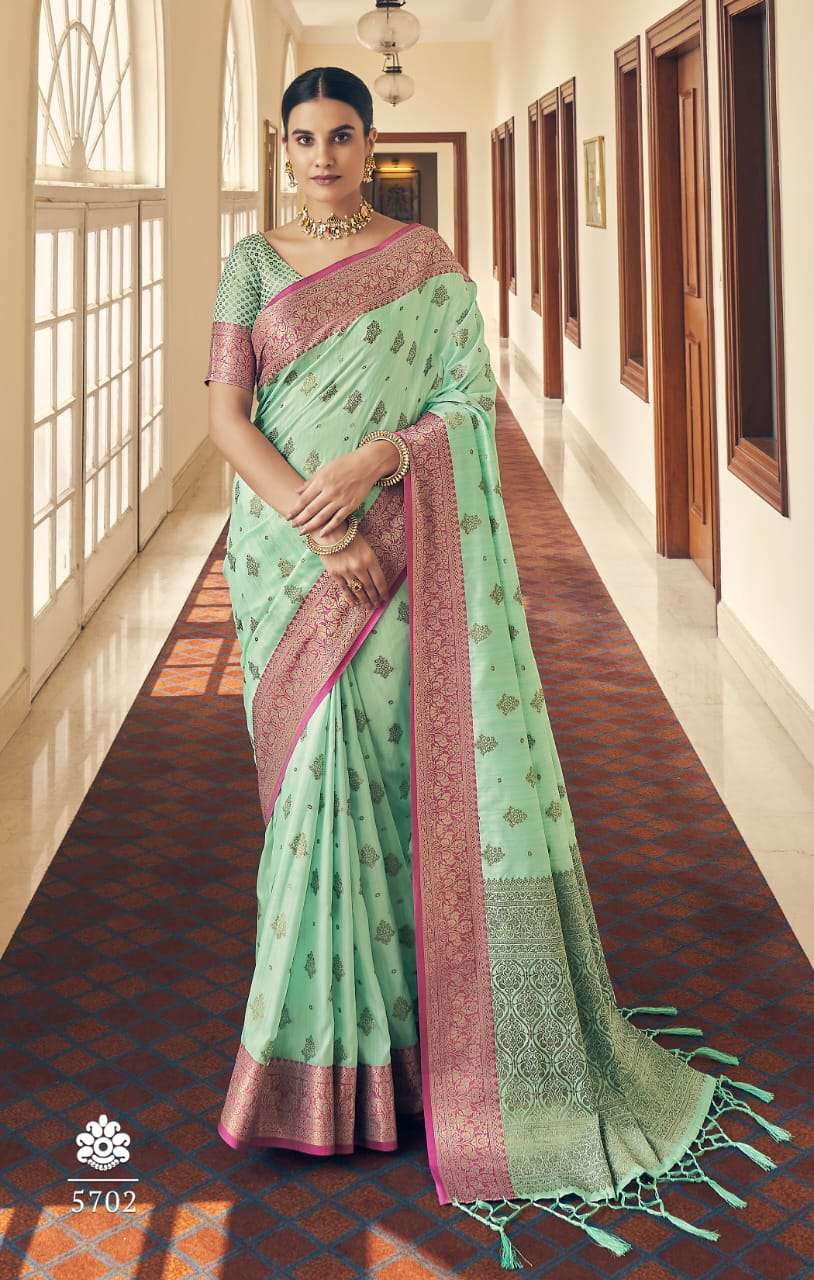 NAZAKAT BY RAJYOG 5701 TO 5706 SERIES INDIAN TRADITIONAL WEAR COLLECTION BEAUTIFUL STYLISH FANCY COLORFUL PARTY WEAR & OCCASIONAL WEAR TUSSAR SILK SAREES AT WHOLESALE PRICE