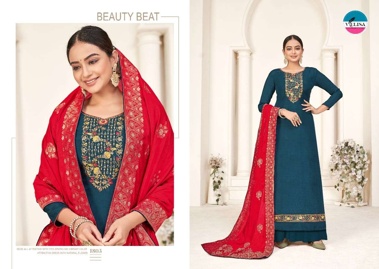MELODY BY VELISA 1801 TO 1804 SERIES BEAUTIFUL STYLISH SHARARA SUITS FANCY COLORFUL CASUAL WEAR & ETHNIC WEAR & READY TO WEAR PURE VISCOSE UPADA SILK DRESSES AT WHOLESALE PRICE