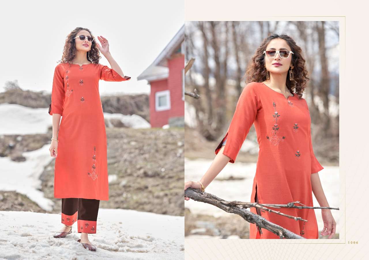 ALLEN BY SHUBH NX 1001 TO 1006 SERIES DESIGNER STYLISH FANCY COLORFUL BEAUTIFUL PARTY WEAR & ETHNIC WEAR COLLECTION COTTON SLUB KURTIS WITH BOTTOM AT WHOLESALE PRICE