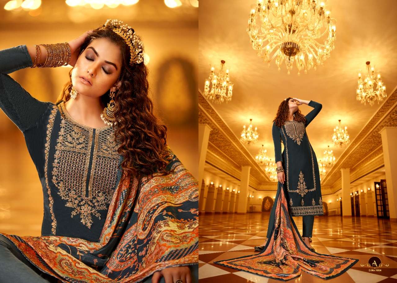 NAWABI BY ZSM 1001 TO 1006 SERIES BEAUTIFUL SUITS COLORFUL STYLISH FANCY CASUAL WEAR & ETHNIC WEAR PURE VELVET EMBROIDERED DRESSES AT WHOLESALE PRICE