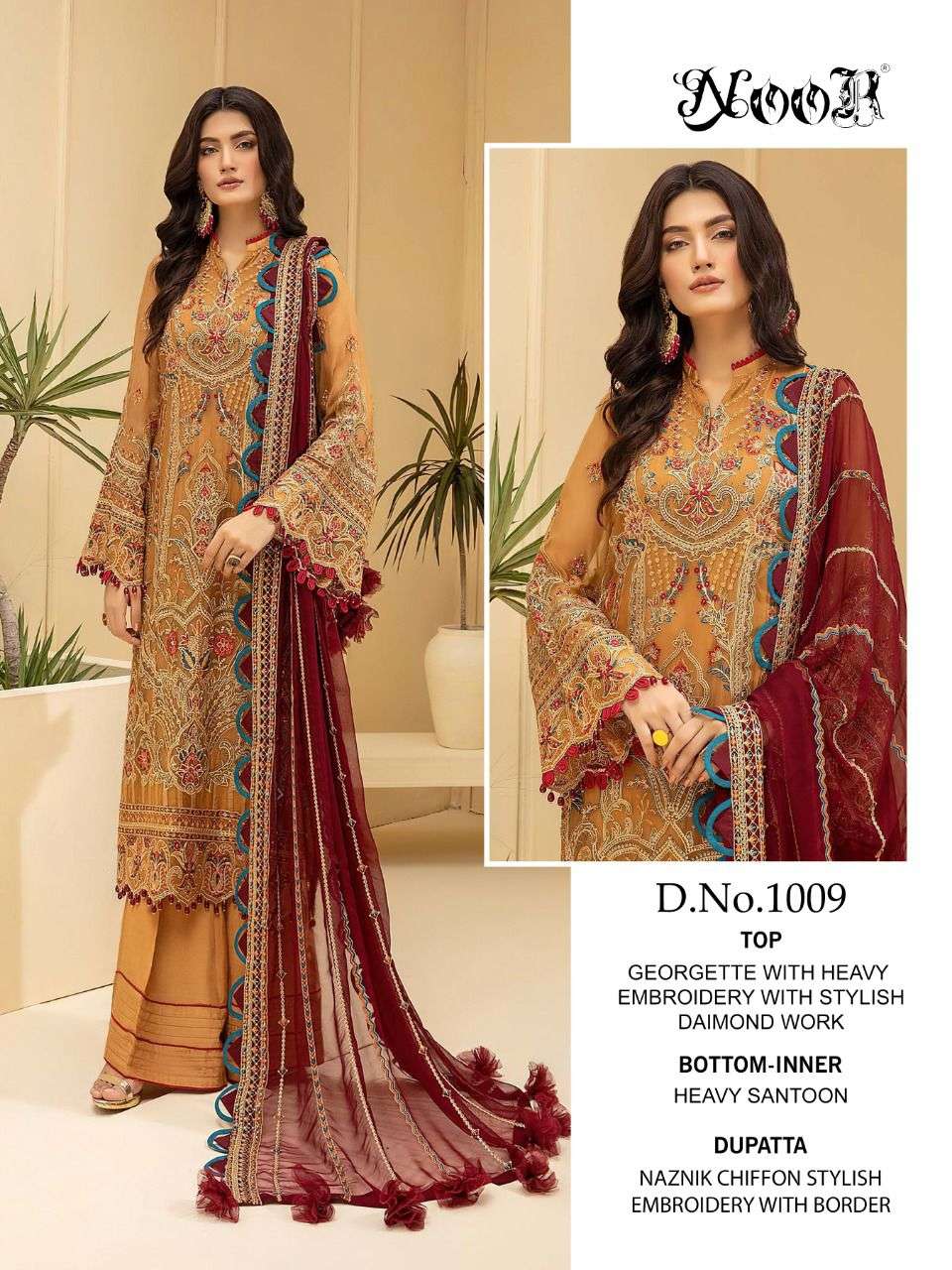 MINHAL VOL-3 BY NOOR 1008 TO 1010 SERIES BEAUTIFUL PAKISTANI SUITS STYLISH FANCY COLORFUL PARTY WEAR & OCCASIONAL WEAR FAUX GEORGETTE EMBROIDERED DRESSES AT WHOLESALE PRICE