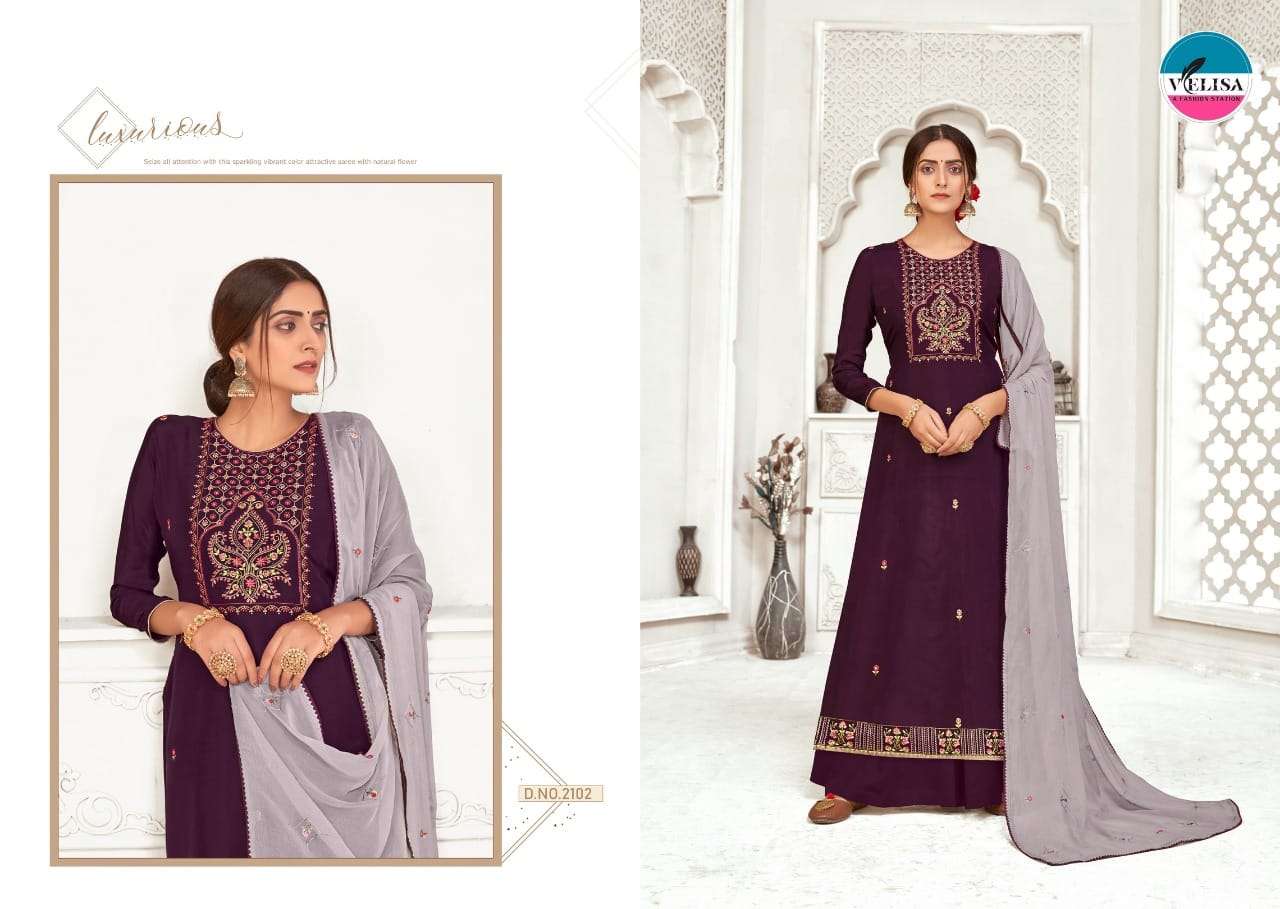 LEAF BY VELISA 2101 TO 2104 SERIES BEAUTIFUL STYLISH SHARARA SUITS FANCY COLORFUL CASUAL WEAR & ETHNIC WEAR & READY TO WEAR PURE VISCOSE SILK EMBROIDERED DRESSES AT WHOLESALE PRICE