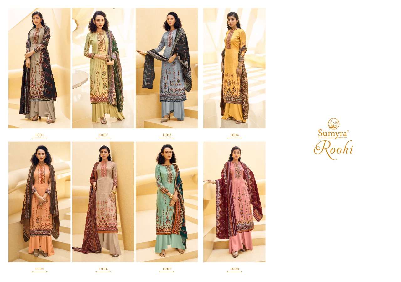 Roohi By Sumyra 1001 To 1008 Series Beautiful Suits Colorful Stylish Fancy Casual Wear & Ethnic Wear Pure Pashmina Print Dresses At Wholesale Price
