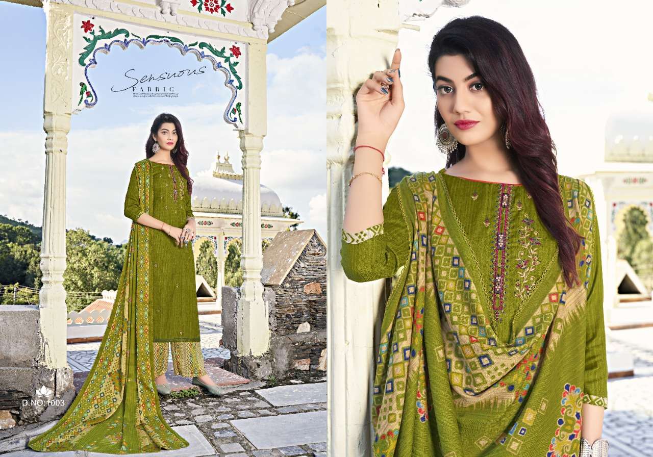 NASHEEN BY VIJAYA FASHION 1001 TO 1010 SERIES BEAUTIFUL STYLISH SUITS FANCY COLORFUL CASUAL WEAR & ETHNIC WEAR & READY TO WEAR PASHMINA DOBBY EMBROIDERED DRESSES AT WHOLESALE PRICE