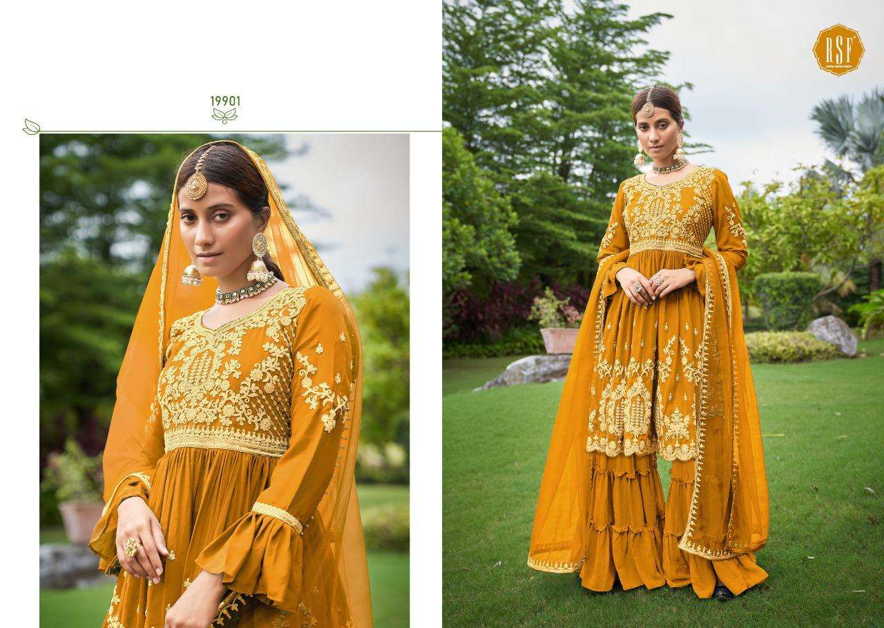 ANIKA BY RIDDHI SIDDHI FASHION 19901 TO 19904 SERIES BEAUTIFUL STYLISH SHARARA SUITS FANCY COLORFUL CASUAL WEAR & ETHNIC WEAR & READY TO WEAR PURE FAUX GEORGETTE EMBROIDERED DRESSES AT WHOLESALE PRICE