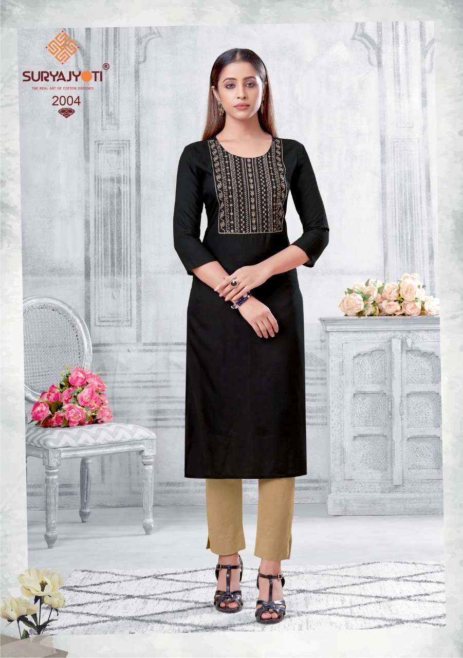 NIRJA ADVANCE VOL-2 BY SURYAJYOTI 2001 TO 2008 SERIES DESIGNER STYLISH FANCY COLORFUL BEAUTIFUL PARTY WEAR & ETHNIC WEAR COLLECTION RAYON EMBROIDERY KURTIS AT WHOLESALE PRICE